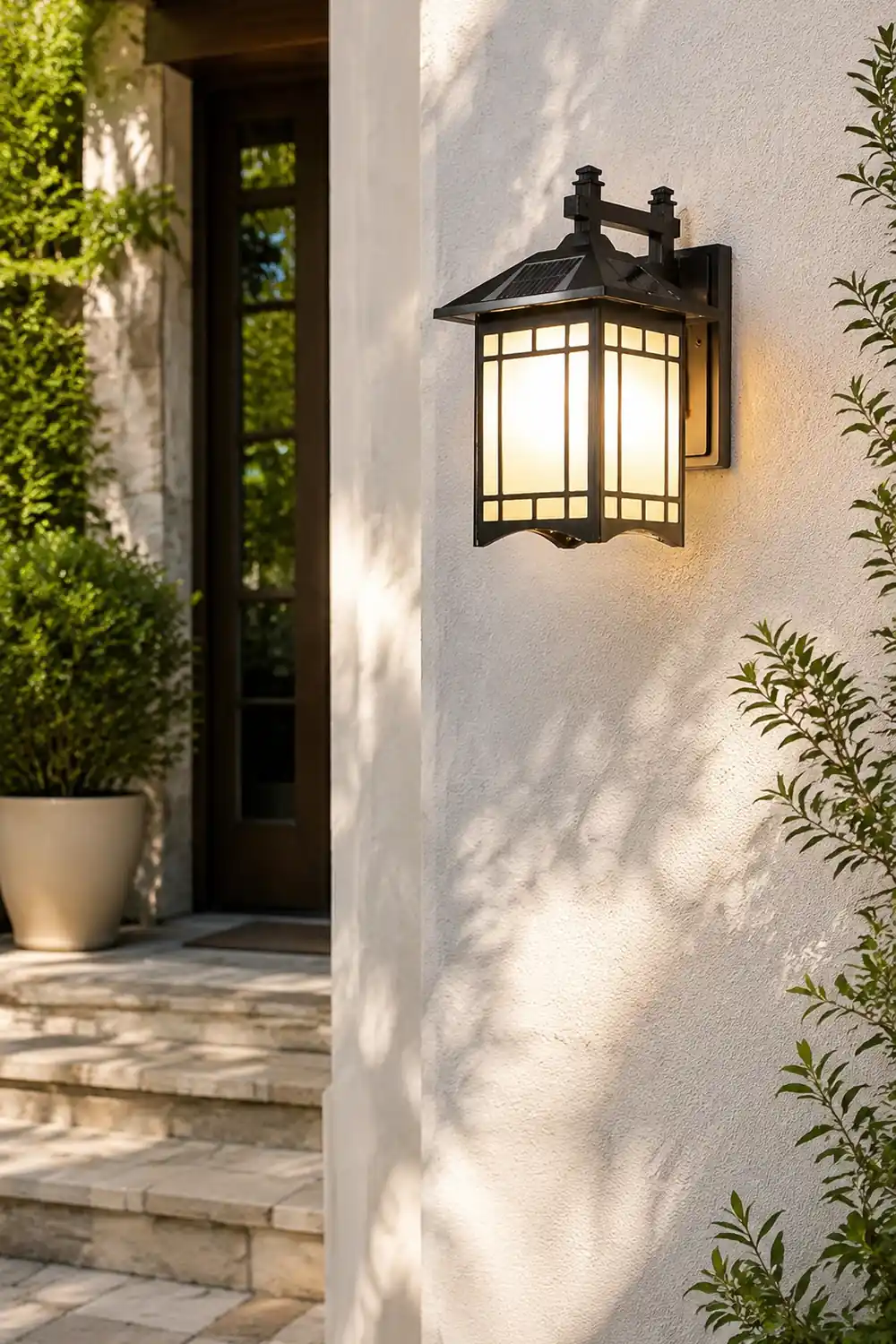 Retro Waterproof LED Vintage Solar Wall Lamp with Remote Wall Sconce Lighting - Lumpaz