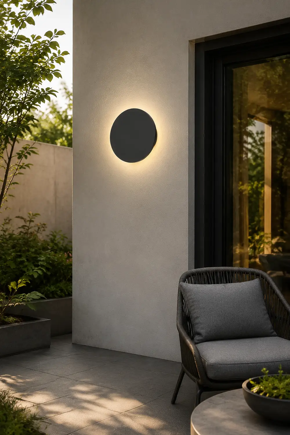 Flat Square Round LED Waterproof Black Modern Outdoor Wall Lights Wall Lamp - Lumpaz