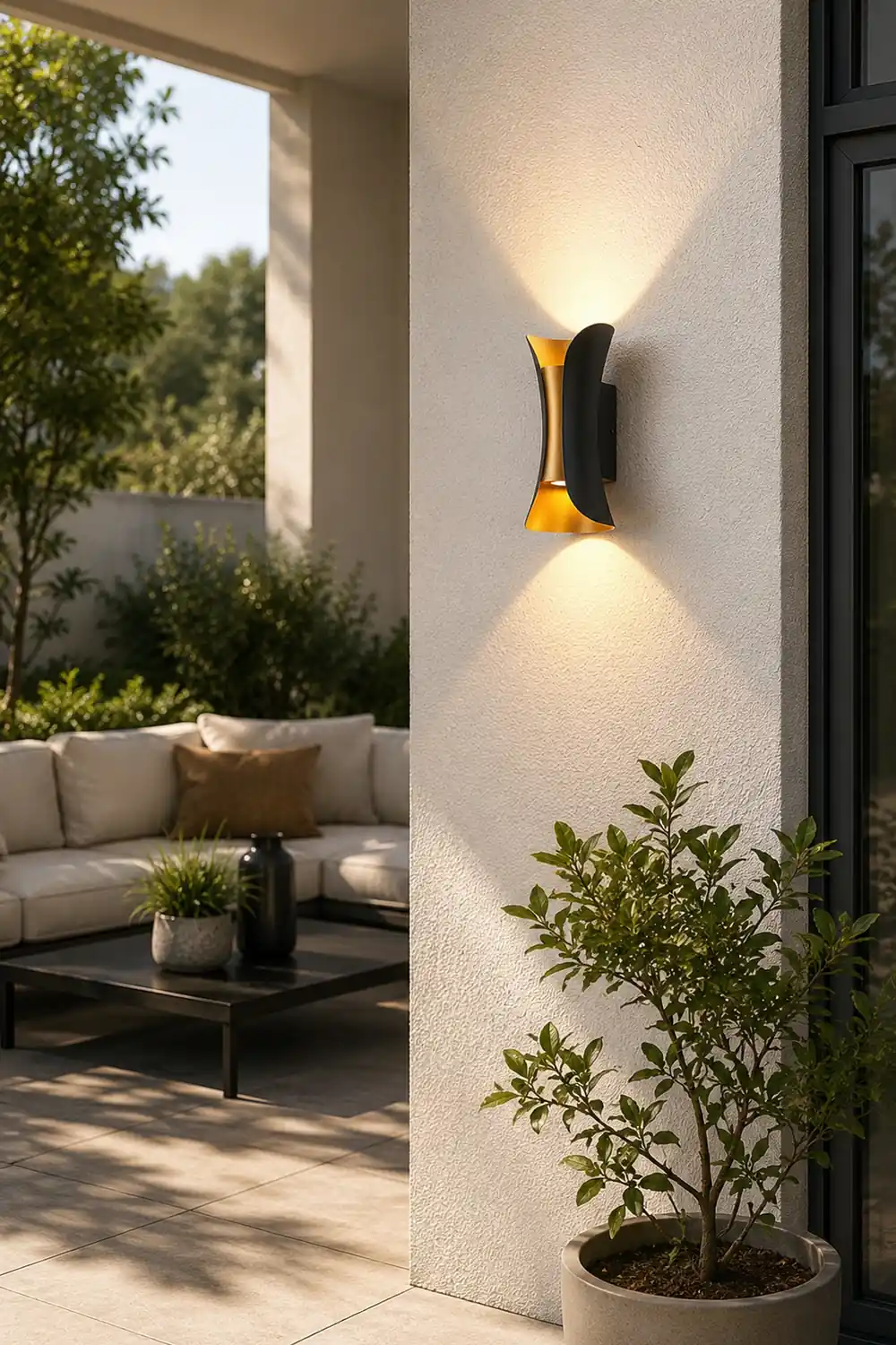 Curved LED Up and Down Lighting Waterproof Modern Outdoor Wall Lights - Lumpaz