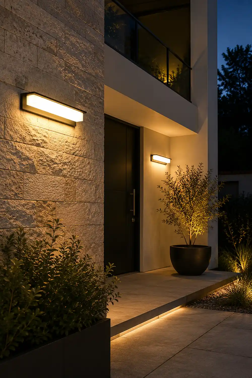 Minimalist Rectangular Waterproof LED Modern Solar Wall Lamp Exterior Lights - Lumpaz