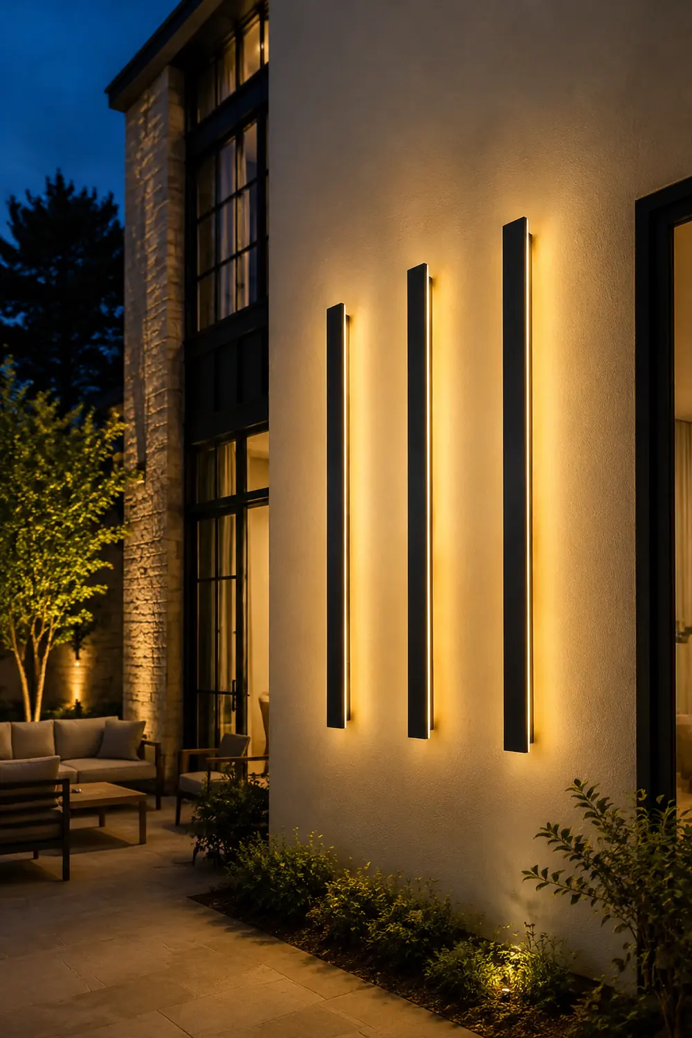 Outdoor Long Strip Waterproof Metal Black Modern Outdoor Wall Lights - Lumpaz