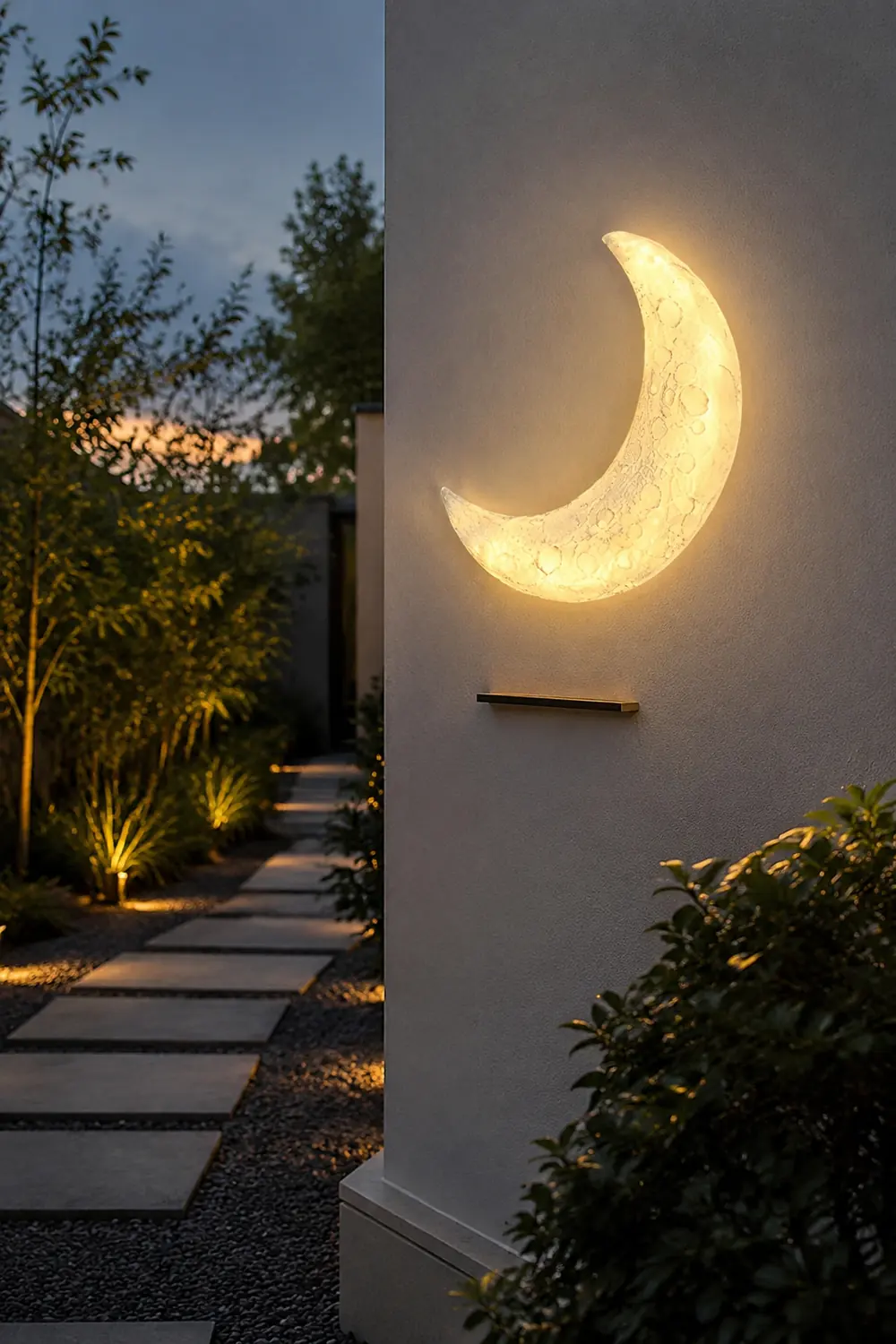 Creative Resin Moon Waterproof LED Modern Outdoor Wall Sconce Lighting - Lumpaz
