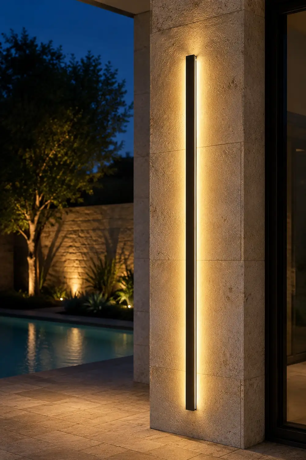 LED Long Strip Metal Waterproof Black Minimalist Outdoor Wall Lights - Lumpaz