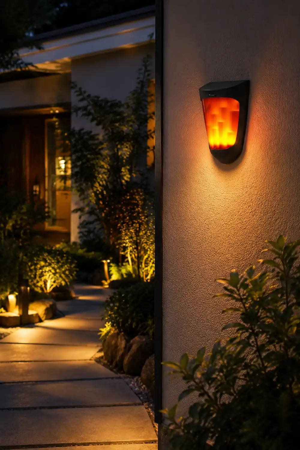 Solar Energy LED Outdoor Wall Lamp Flame Light Wall Sconce Lighting Wall Lights - Lumpaz