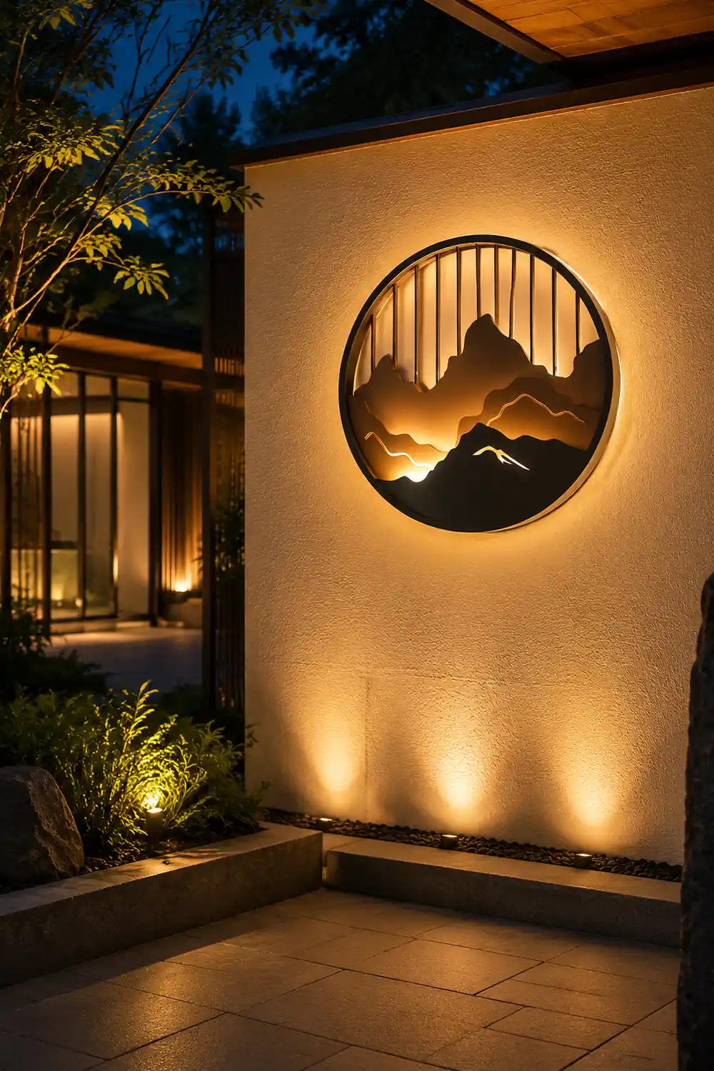 Round Mountain Scenery LED Waterproof Outdoor Wall Sconce Lighting - Lumpaz