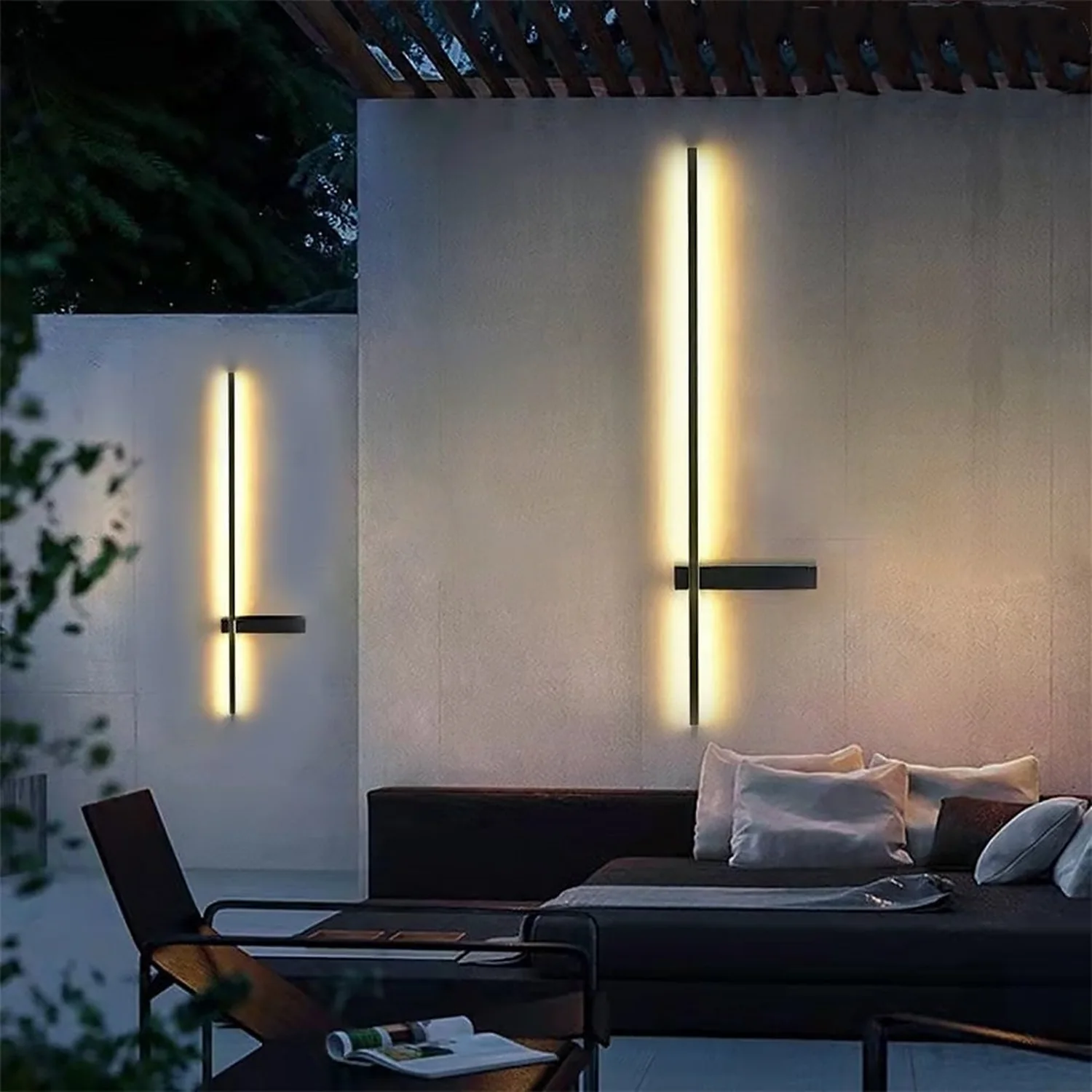 Interlaced Line Strips Waterproof Led Black Modern Outdoor Wall Lights - Lumpaz