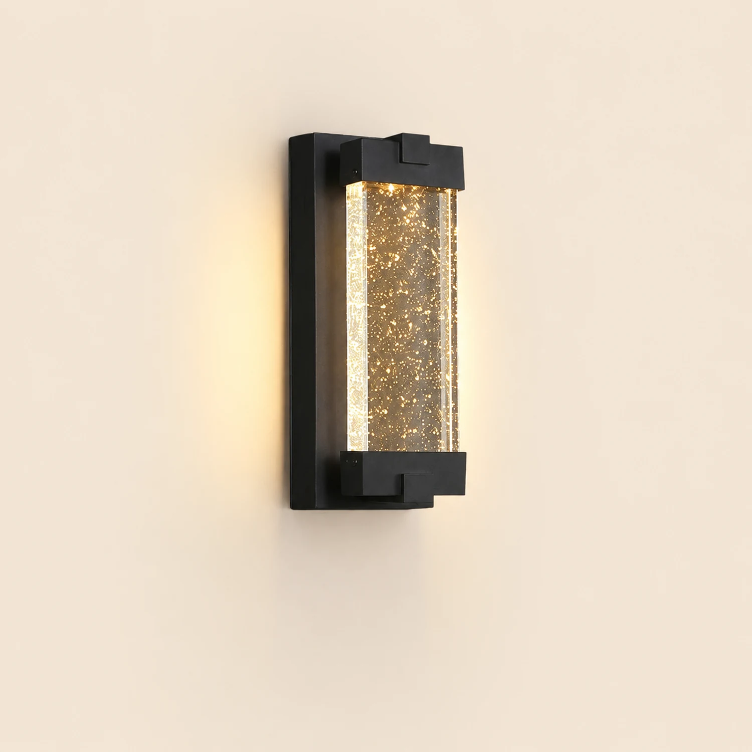 Rectangular Bubbles Crystal Waterproof COB Black Outdoor Wall Lights - Lumpaz