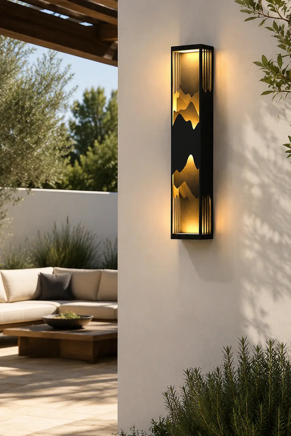 Mountain Scenery LED up Down Lighting Waterproof Solar Wall Lamp Porch Lights - Lumpaz