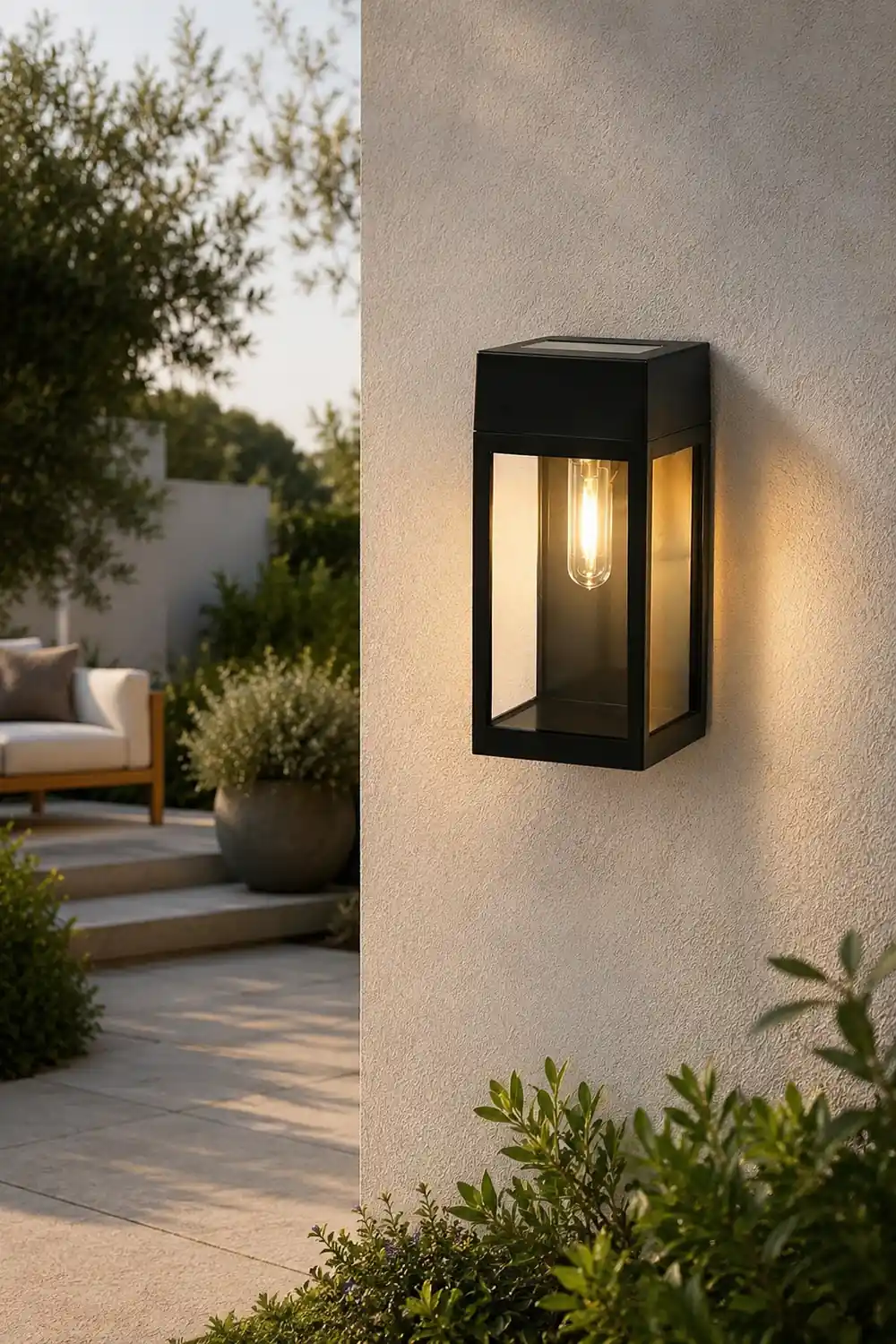 Rectangular Glass LED Waterproof Light-controlled Solar Wall Lamp - Lumpaz