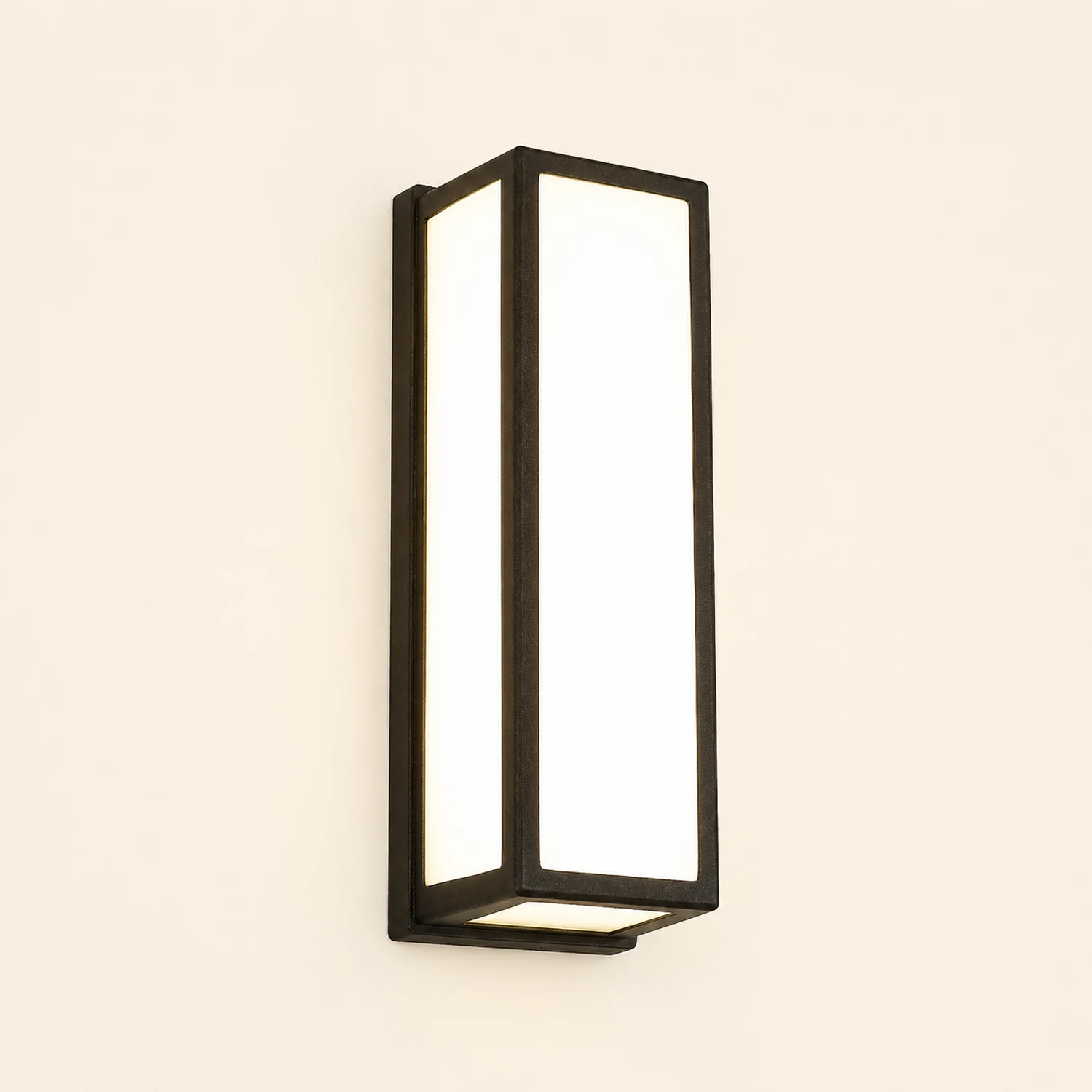 Rectangle LED Waterproof Motion Sensor Black Modern Wall Sconce Lighting - Lumpaz