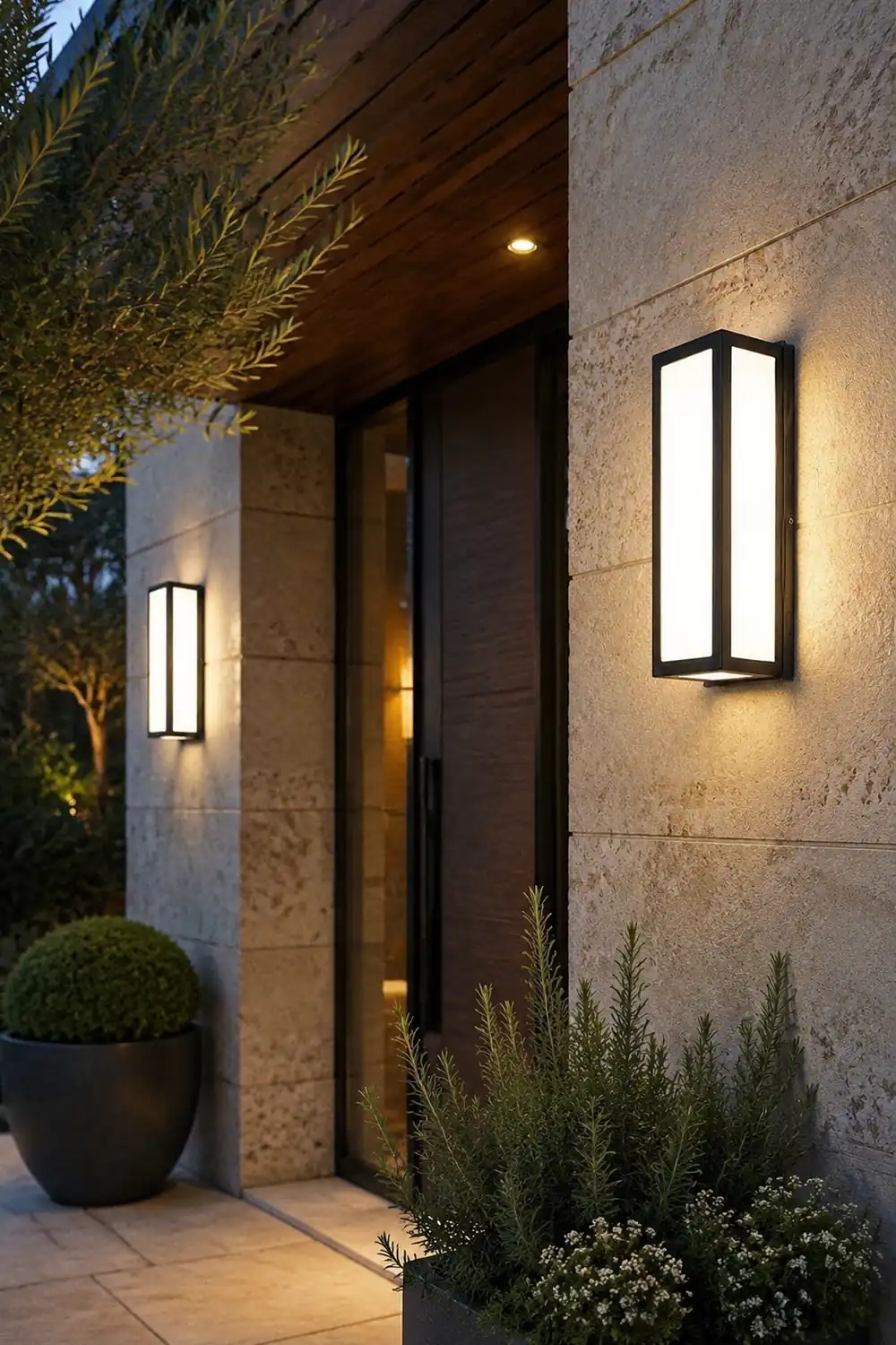 Rectangular Minimalist LED Waterproof Black Modern Outdoor Wall Lights - Lumpaz