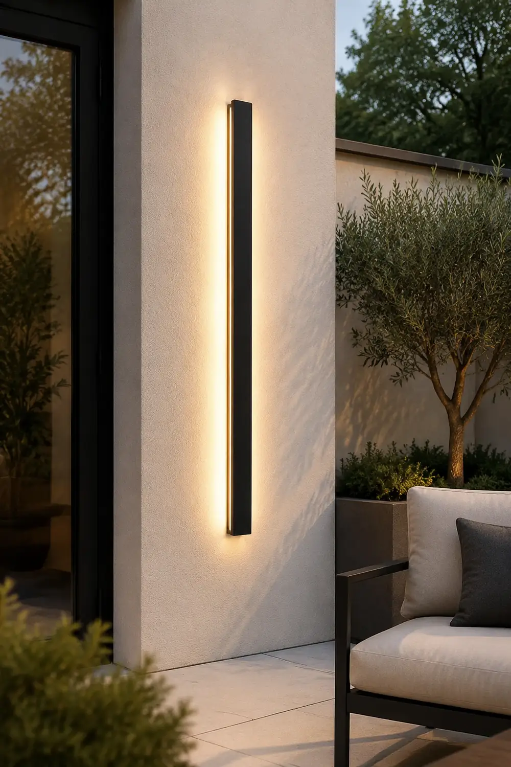 Waterproof Long Strip LED Wall Lamp Outdoor Wall Lights Black Porch Lights - Lumpaz
