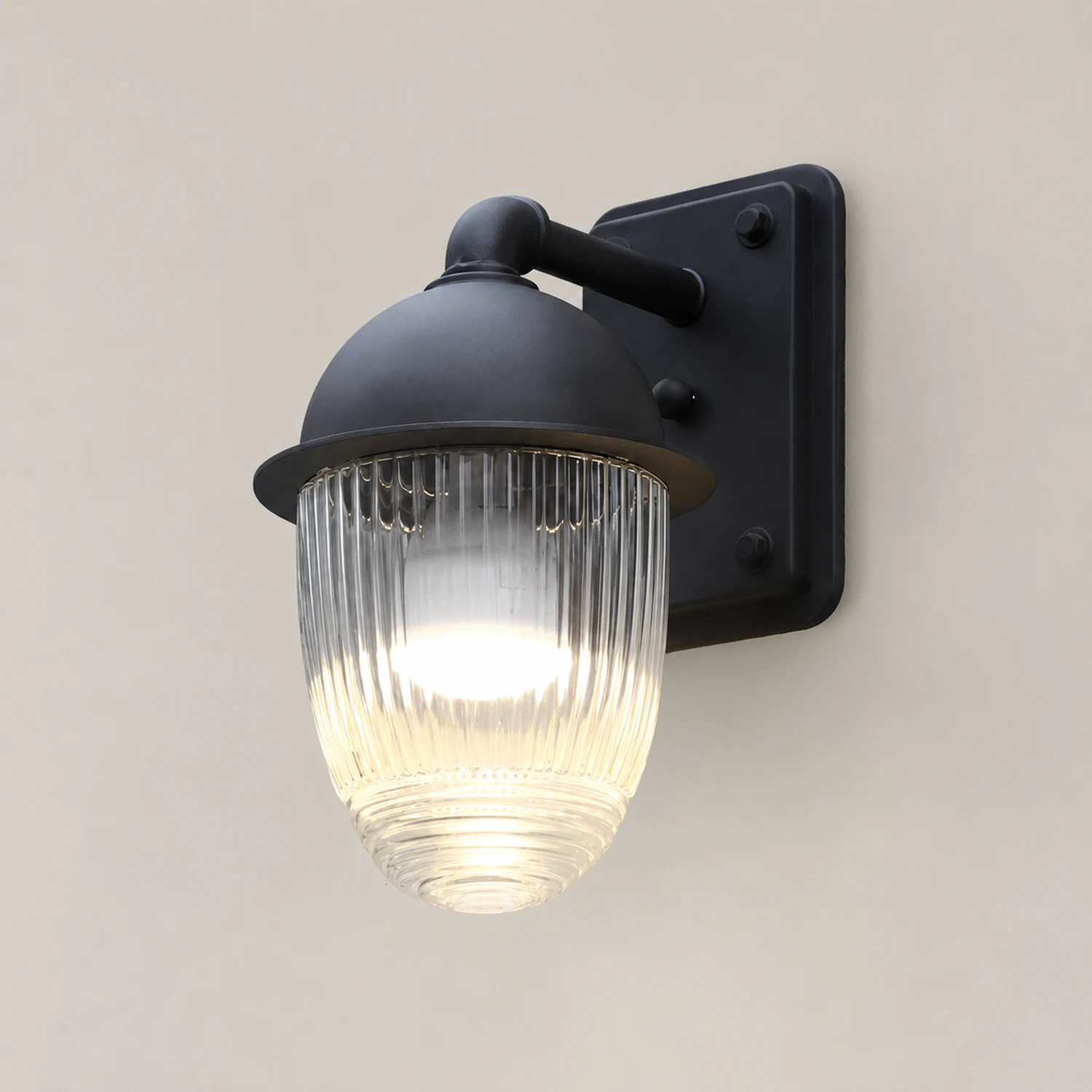 Waterproof Glass Ball Matte Black Modern Outdoor Wall Lamp Exterior Lights - Lumpaz