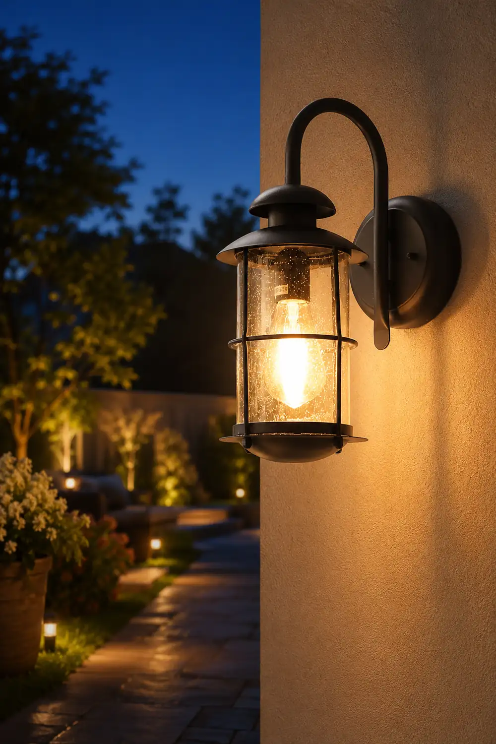 Creative Glass Waterproof LED Black Modern Plug in Wall Sconce Lighting - Lumpaz