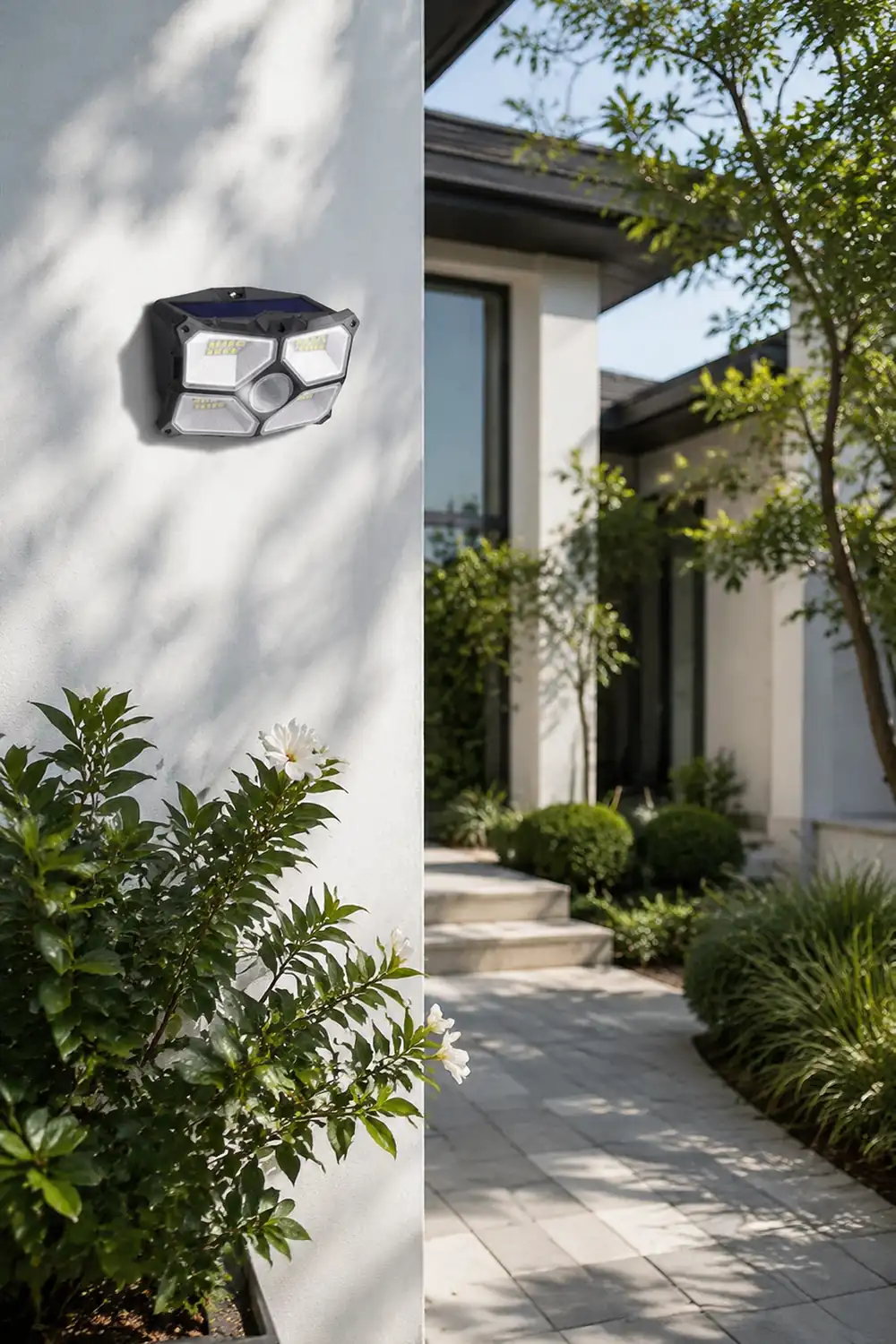 Solar Motion Sensor Outdoor Wall Lamp LED Garden Lights Wall Sconces Waterproof - Lumpaz