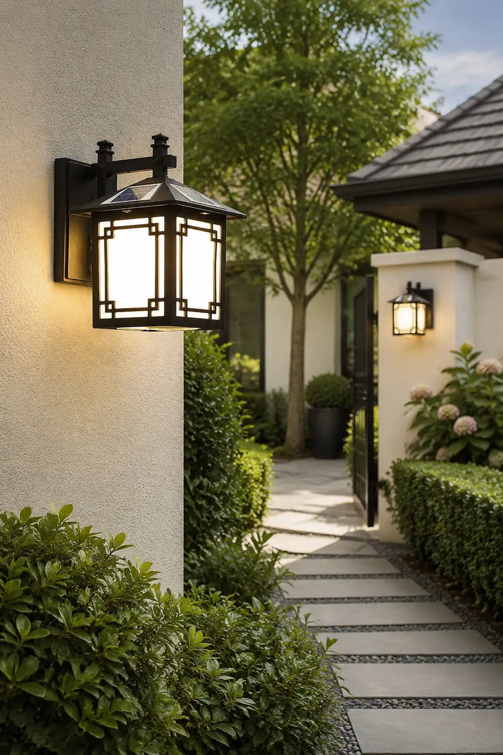 Up/Down Lighting Waterproof Black Vintage Solar Lights Outdoor Lanterns - Lumpaz