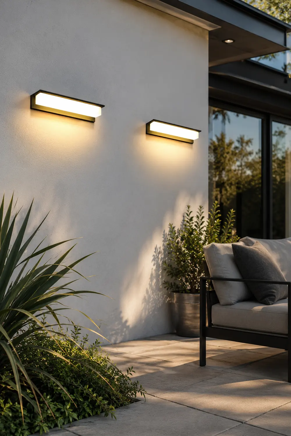 Minimalist Rectangular Waterproof LED Modern Solar Wall Lamp Exterior Lights - Lumpaz