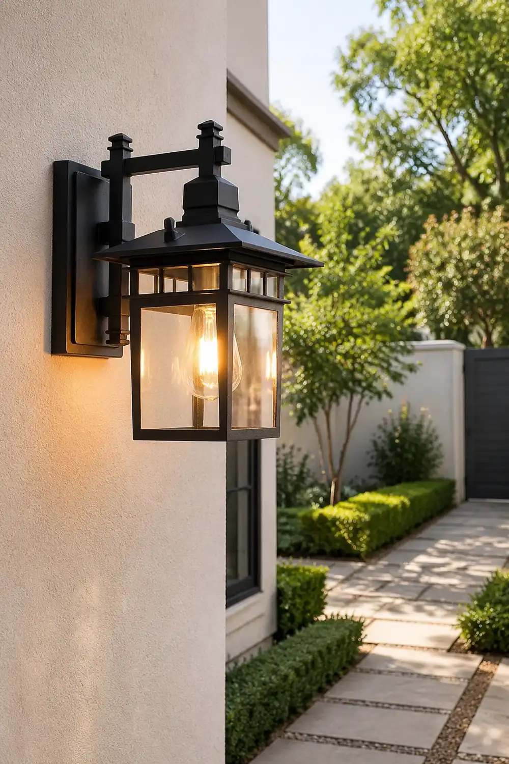 Pavilion Shaped Glass LED Waterproof Retro Outdoor Wall Lamp Wall Sconce Lighting without Bulb - Lumpaz