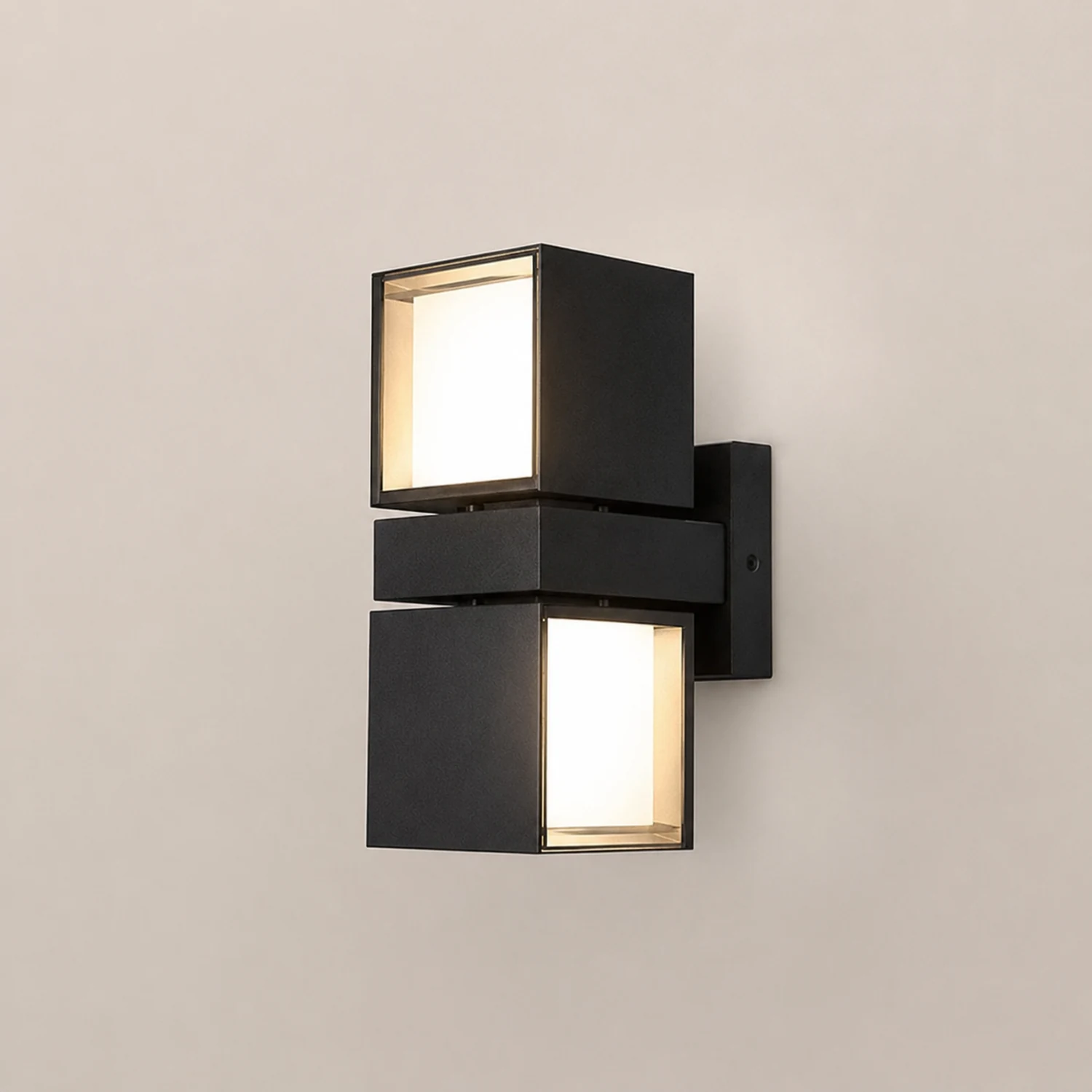 Adjustable Square Lamps Up And Down Lighting Black Outdoor Wall Lights - Lumpaz