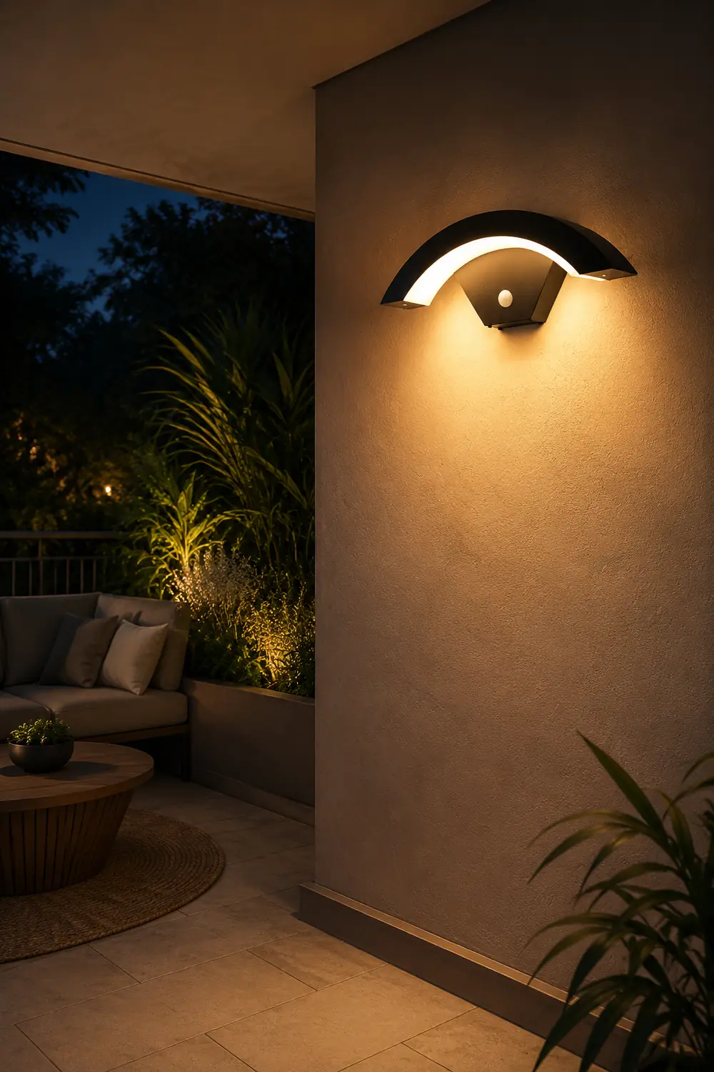 Creative Moon Curved Wall Sconce Motion Sensor Waterproof LED Wall Lamp Outdoor Indoor - Lumpaz