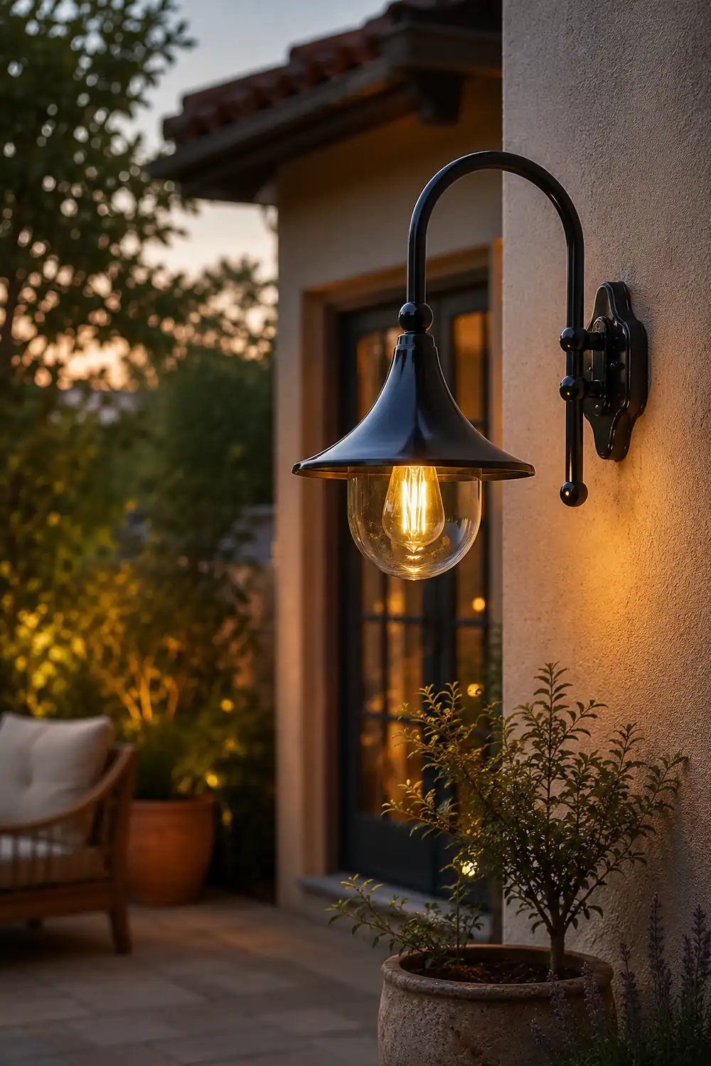 Creative Trumpet Shaped Waterproof LED Black Vintage Outdoor Wall Lamp - Lumpaz