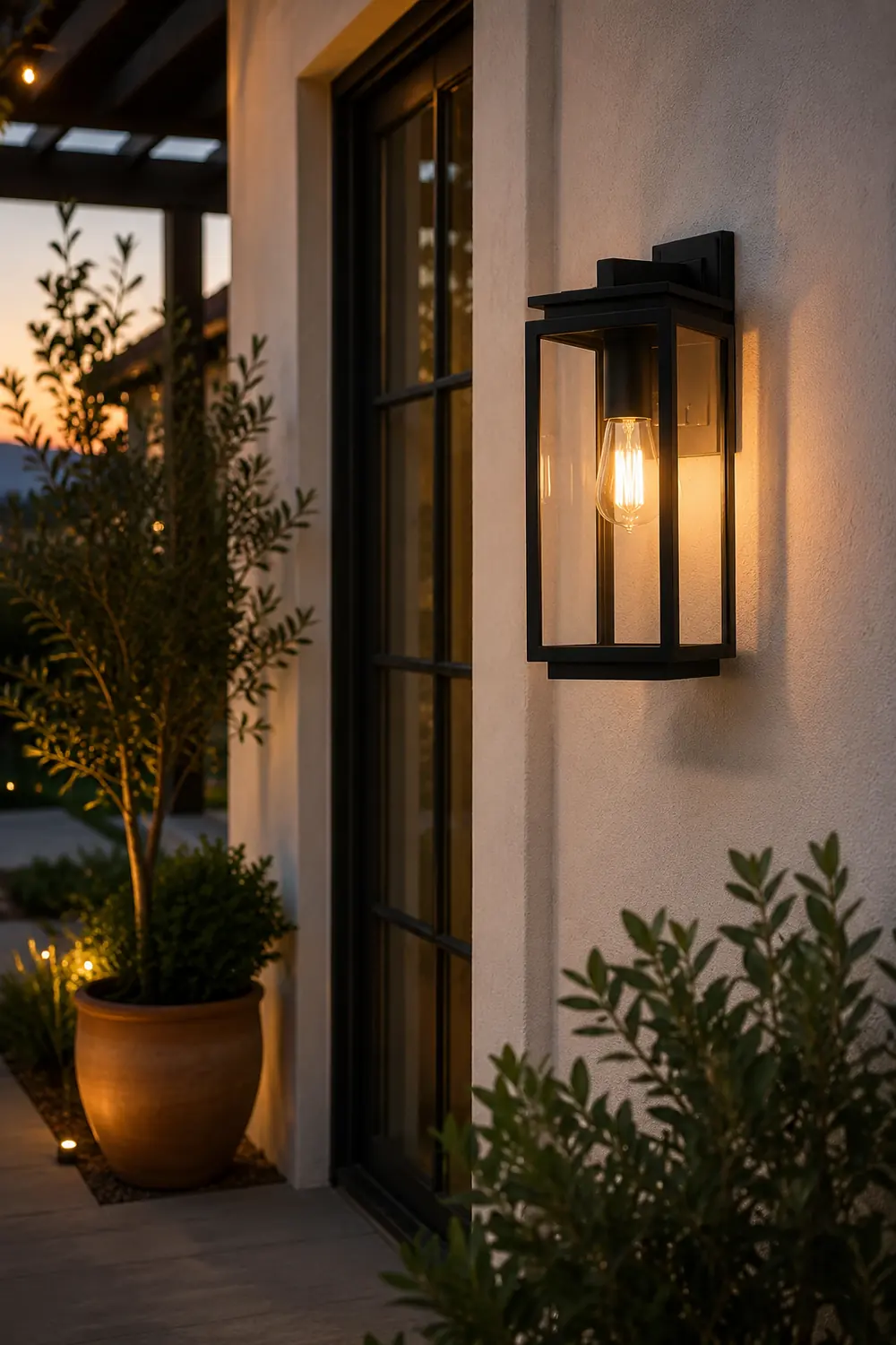 Waterproof Rectangular Glass Black Industrial Outdoor Wall Lamp Exterior Lights - Lumpaz
