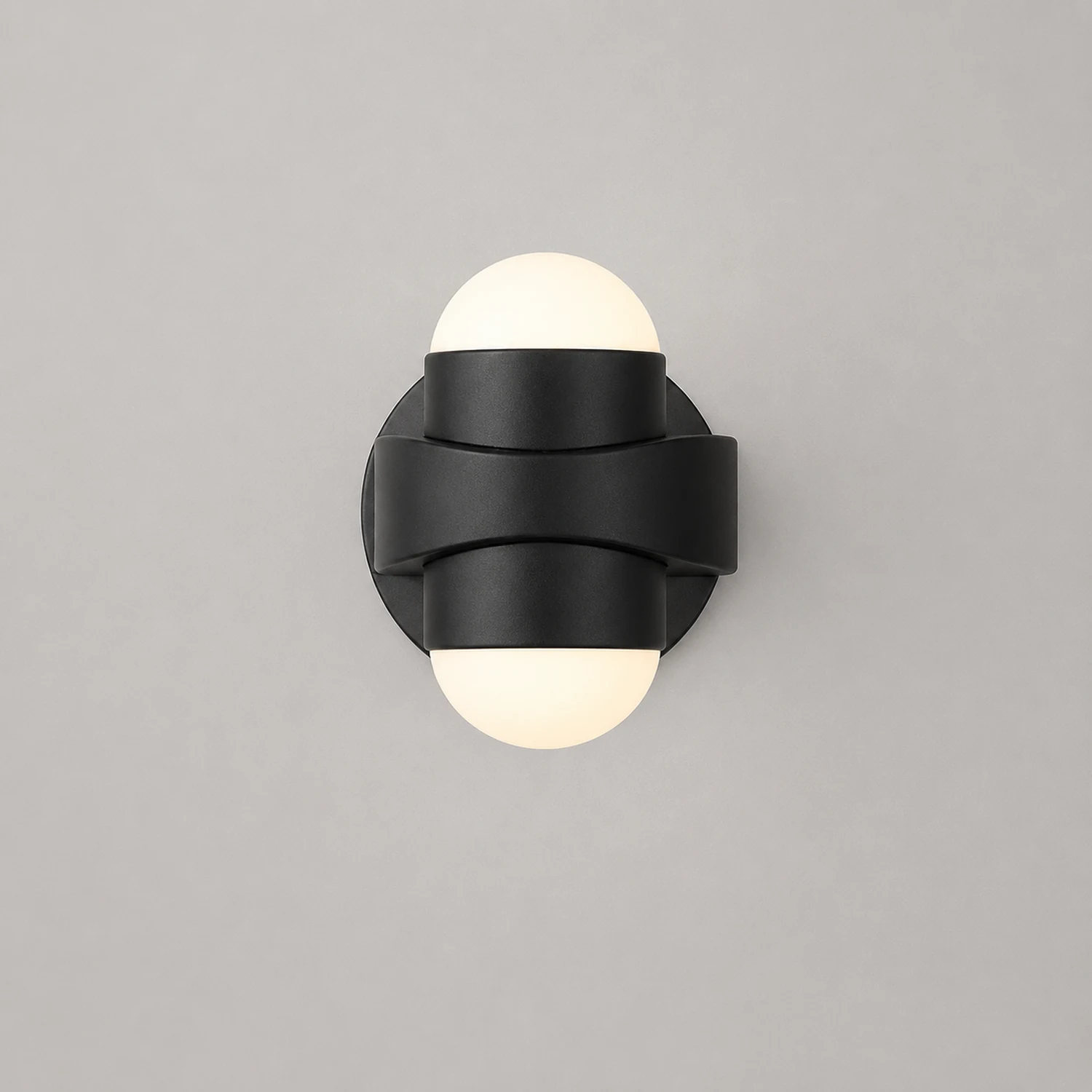 Round Waterproof LED Black Modern Up and Down Lights Outdoor Wall Sconces - Lumpaz