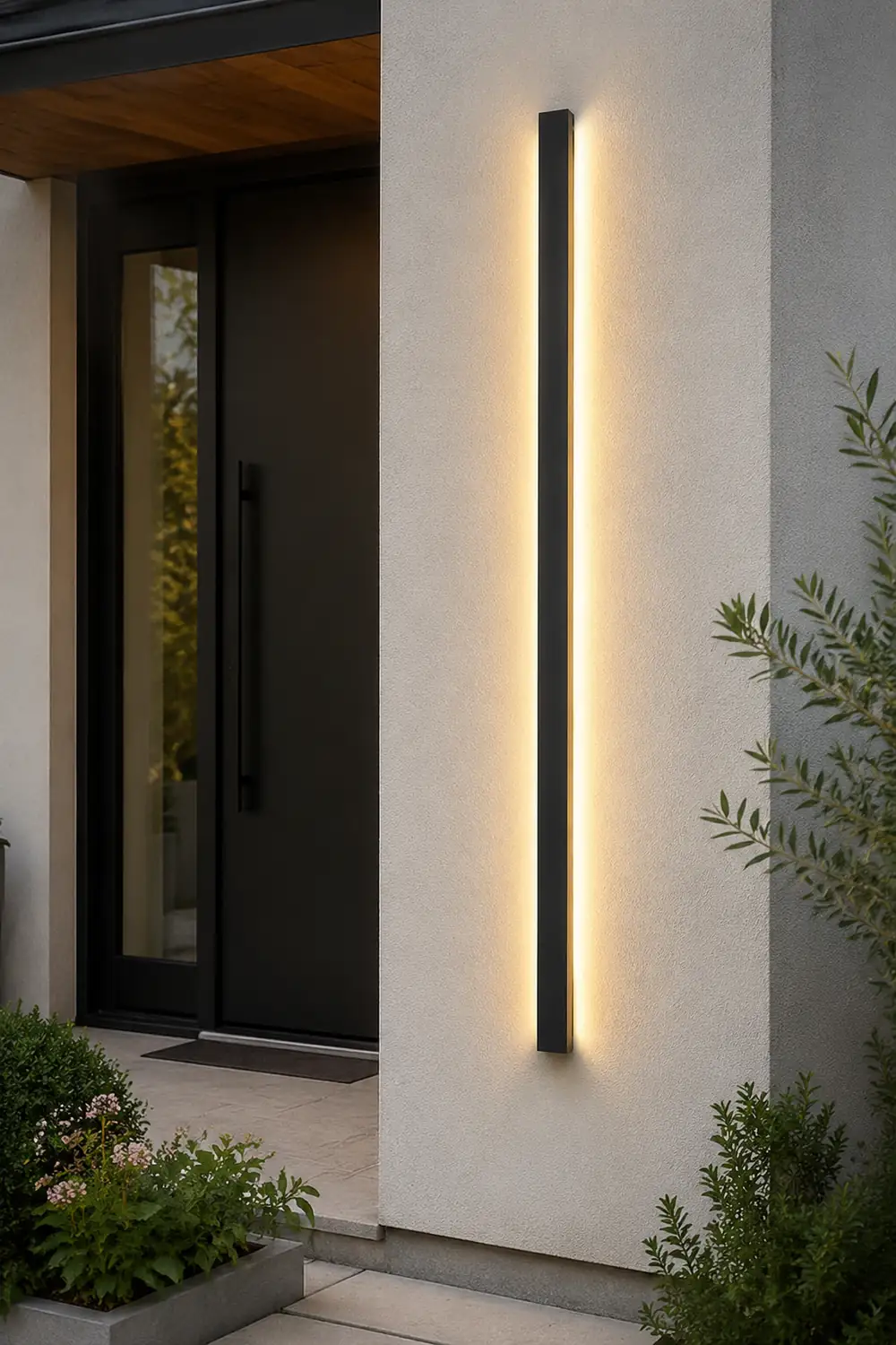 Black Long Strip Metal Waterproof Dimmable Modern Outdoor Wall Lights - Lumpaz
