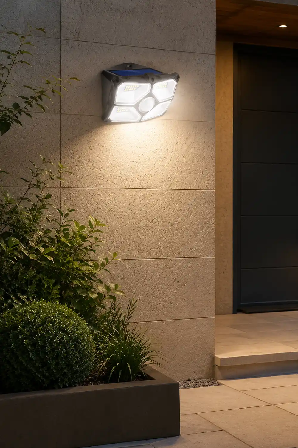 Solar Motion Sensor Outdoor Wall Lamp LED Garden Lights Wall Sconces Waterproof - Lumpaz