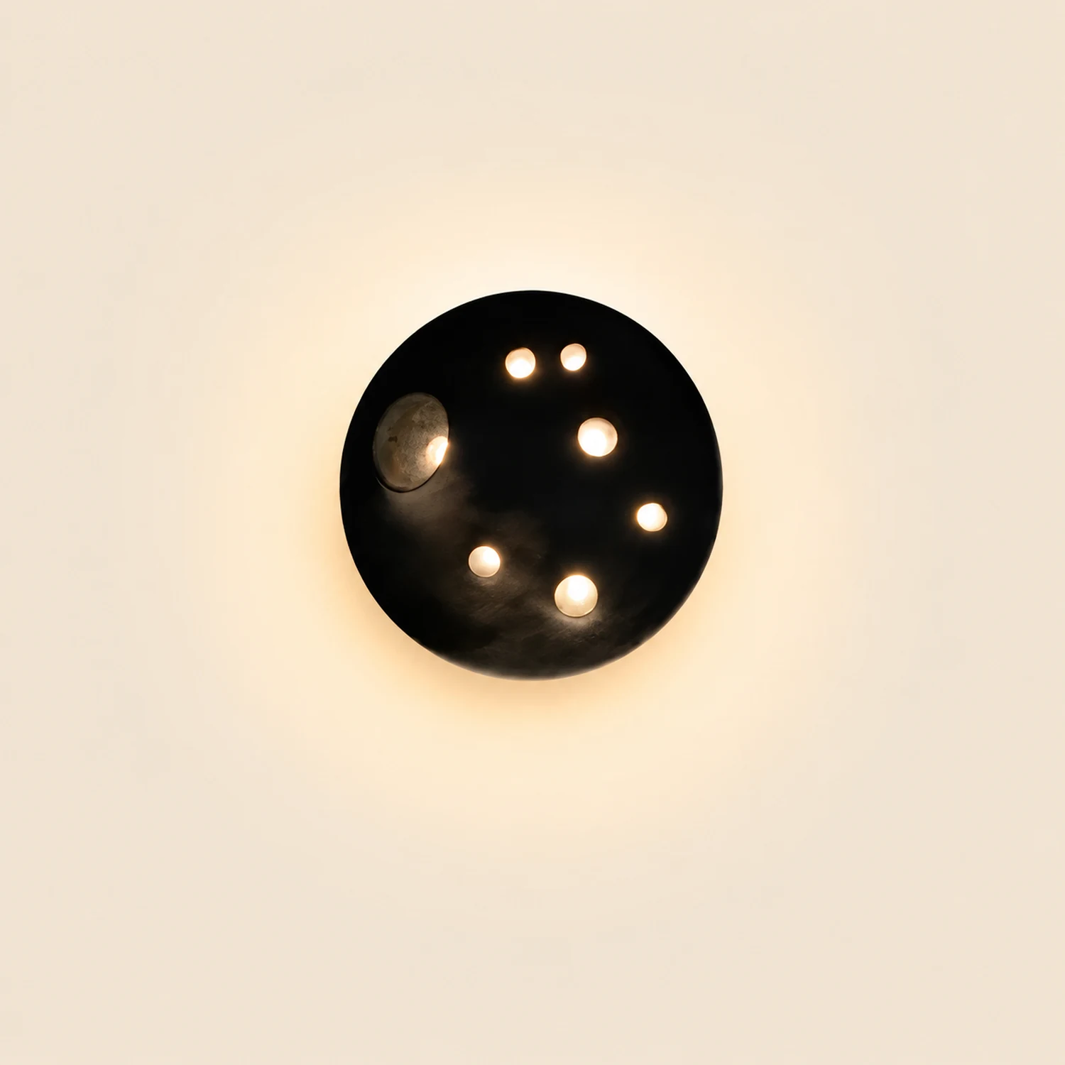 Round Creative Cement Lunar Crater Waterproof LED Outdoor Wall Lamp - Lumpaz