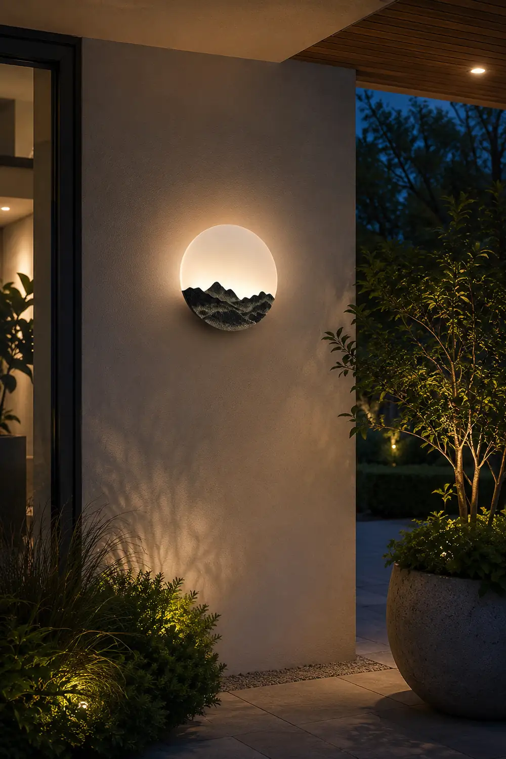 Round Creative Mountain Scenery LED Waterproof Modern Outdoor Wall Lamp - Lumpaz