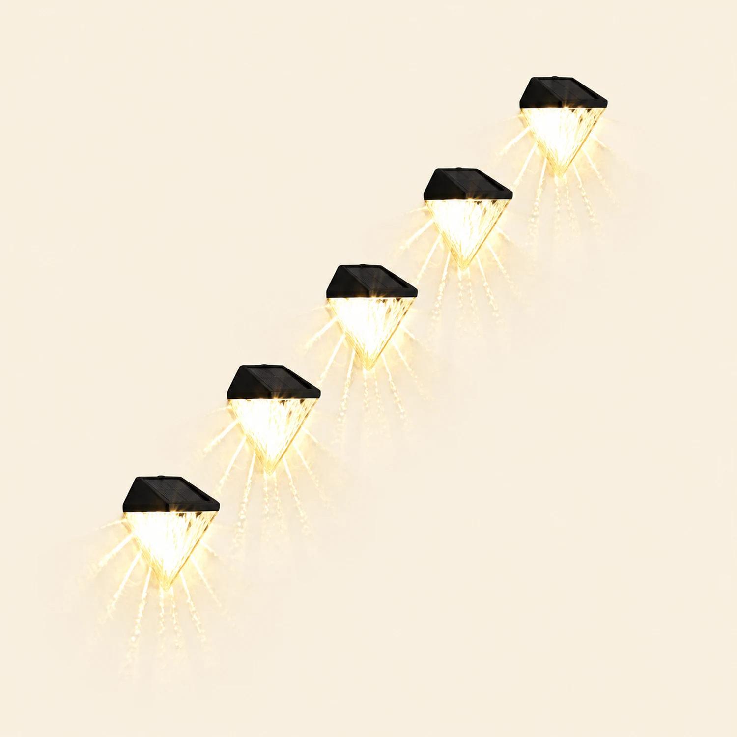 2PCS Geometric LED Waterproof Black Solar Wall Lamp Outdoor Wall Lights Fixture - Lumpaz