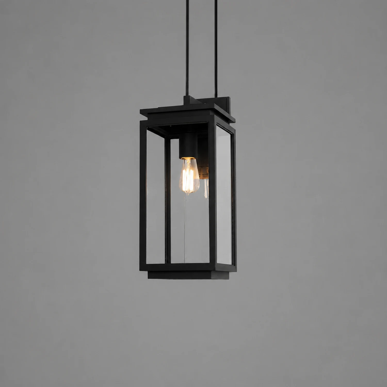 Waterproof Rectangular Glass Black Industrial Outdoor Wall Lamp Exterior Lights - Lumpaz