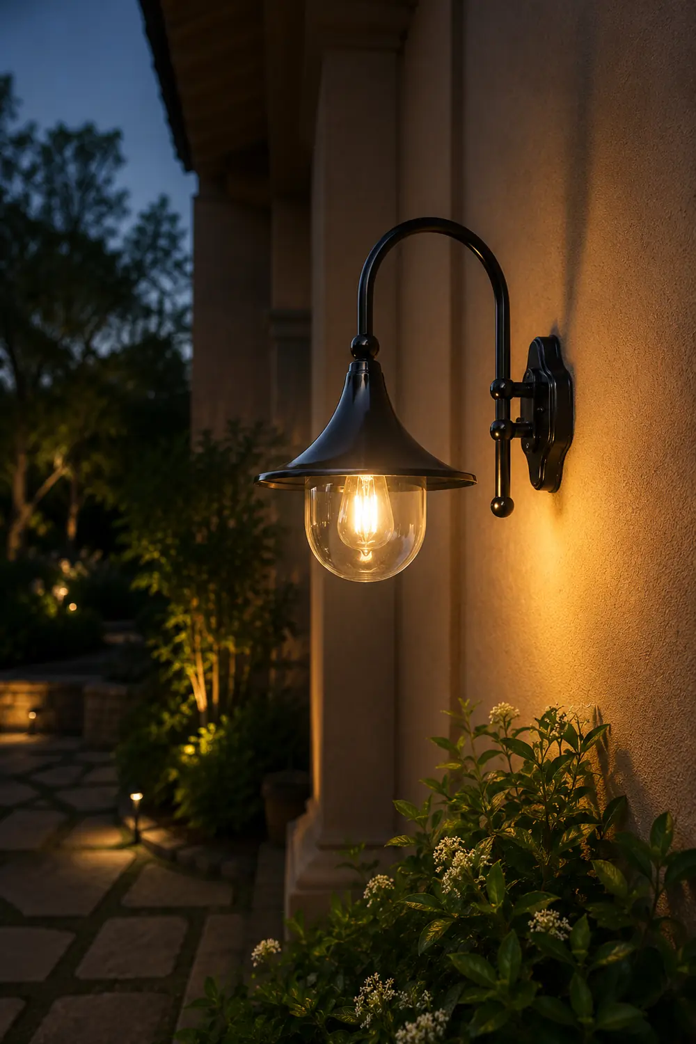Creative Trumpet Shaped Waterproof LED Black Vintage Outdoor Wall Lamp - Lumpaz