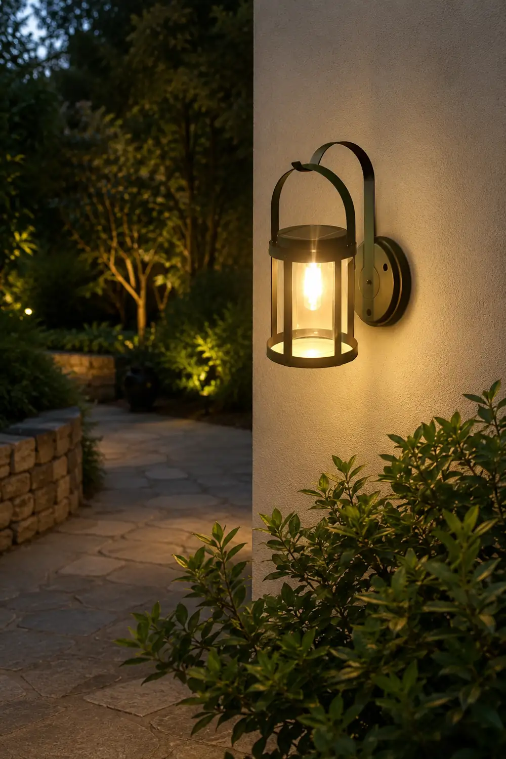 Portable Lantern Shaped LED Waterproof Modern Solar Plug in Wall Sconce Lighting - Lumpaz