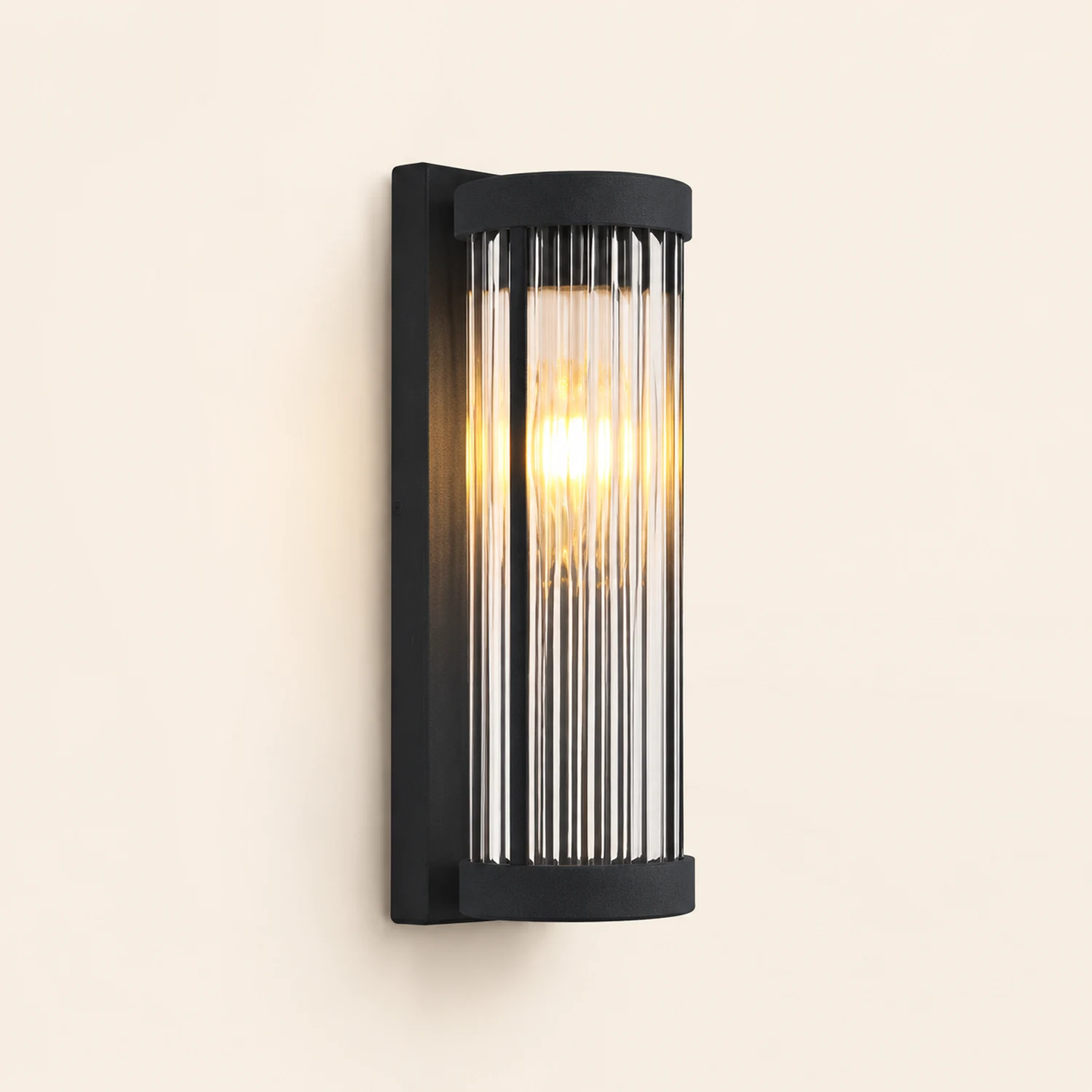 Creative Glass Waterproof LED Black Modern Solar Wall Lamp Exterior Lights - Lumpaz