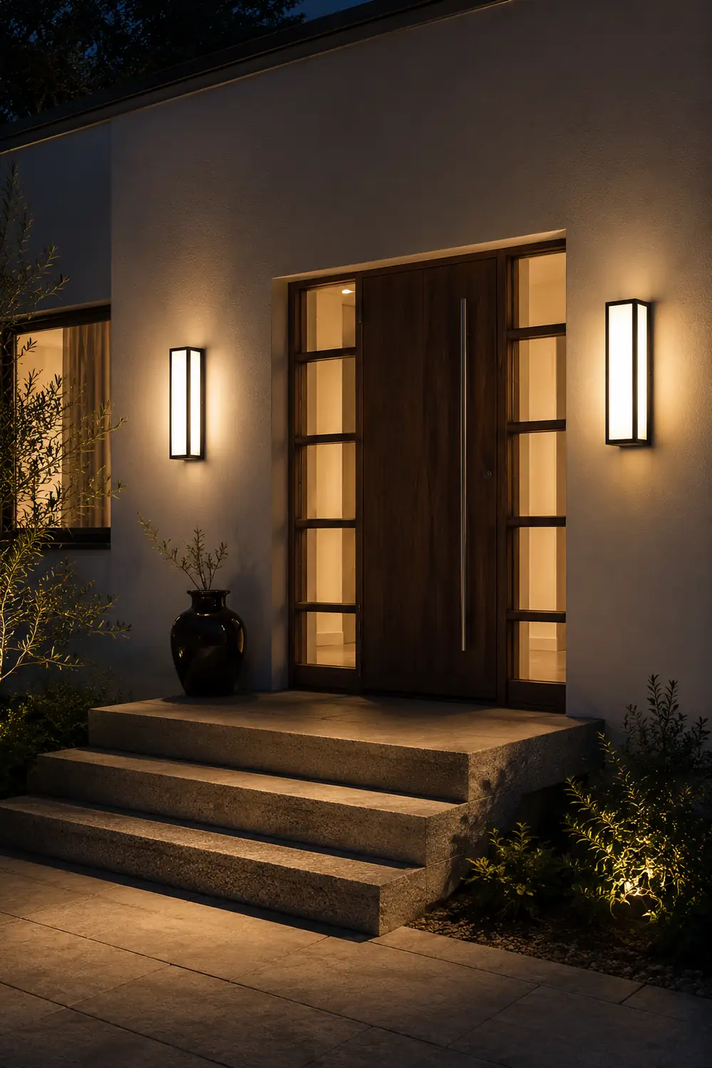 Rectangle LED Waterproof Motion Sensor Black Modern Wall Sconce Lighting - Lumpaz