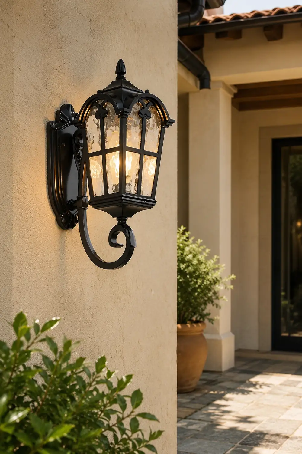 Vintage Glass Waterproof Black European-style Outdoor Wall Lamp Exterior Lights - Lumpaz
