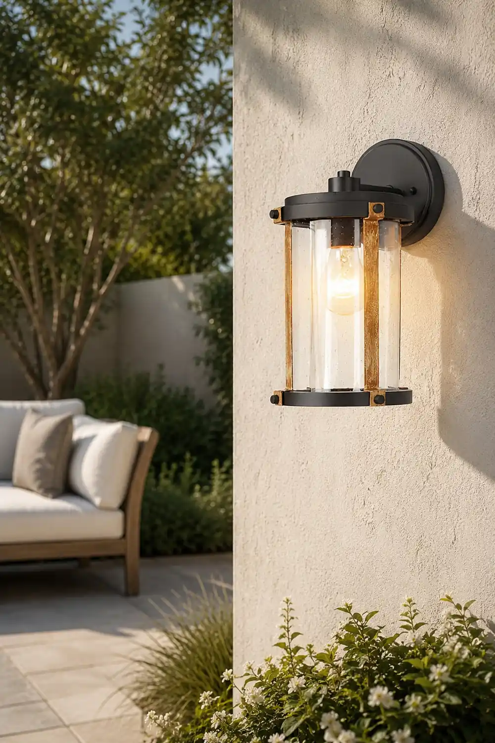 Vintage Waterproof Glass Black Industrial Style Outdoor Wall Sconces Lighting - Lumpaz