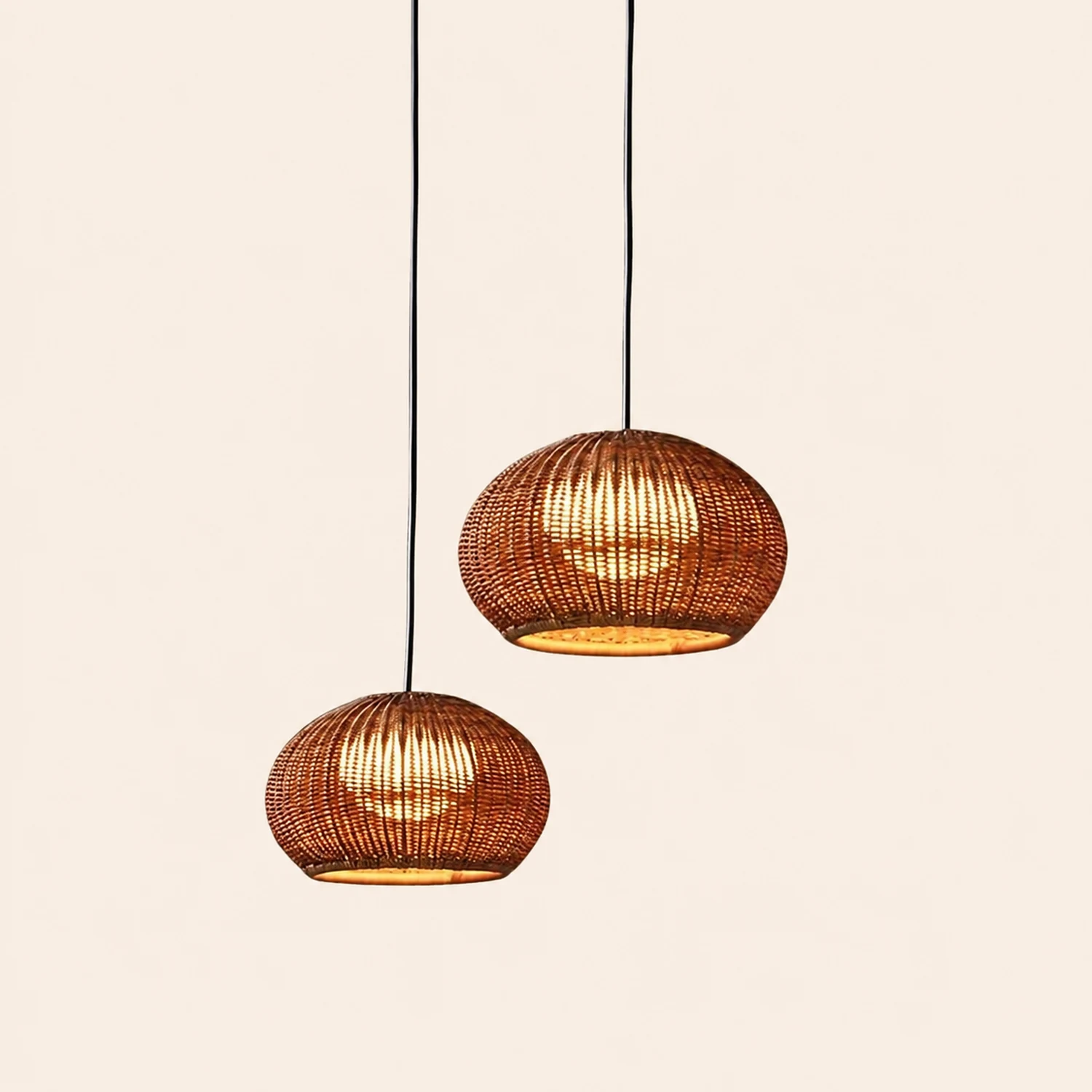 Lantern Shaped Waterproof Rattan Modern Outdoor Wall Lamp Chandelier - Lumpaz