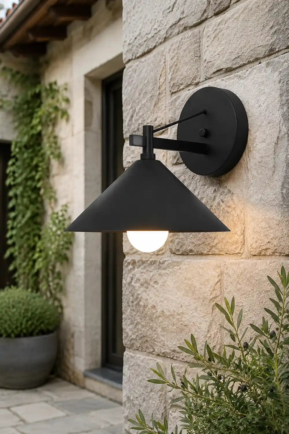 Conical Simple Waterproof Retro American-style Outdoor Wall Sconce Lighting - Lumpaz