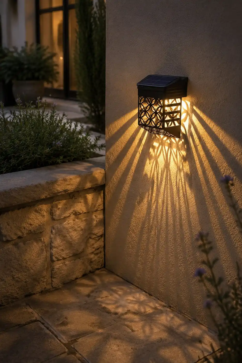 Solar Hollow Outdoor Wall Sconce Lighting Led Fence Wall Lamp Garden Lights - Lumpaz