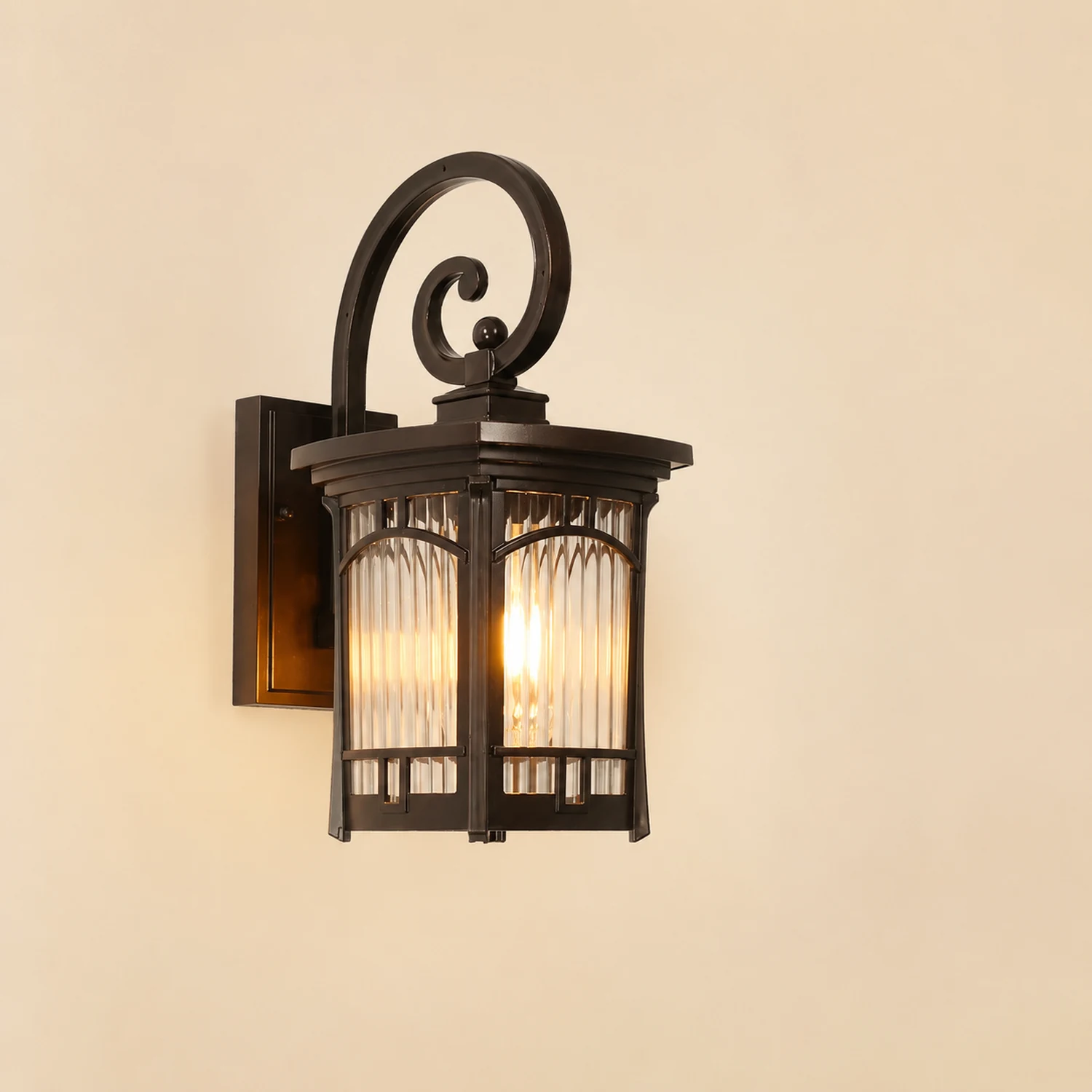 Vintage Striped Glass Shade Waterproof Modern Outdoor Wall Lights - Lumpaz