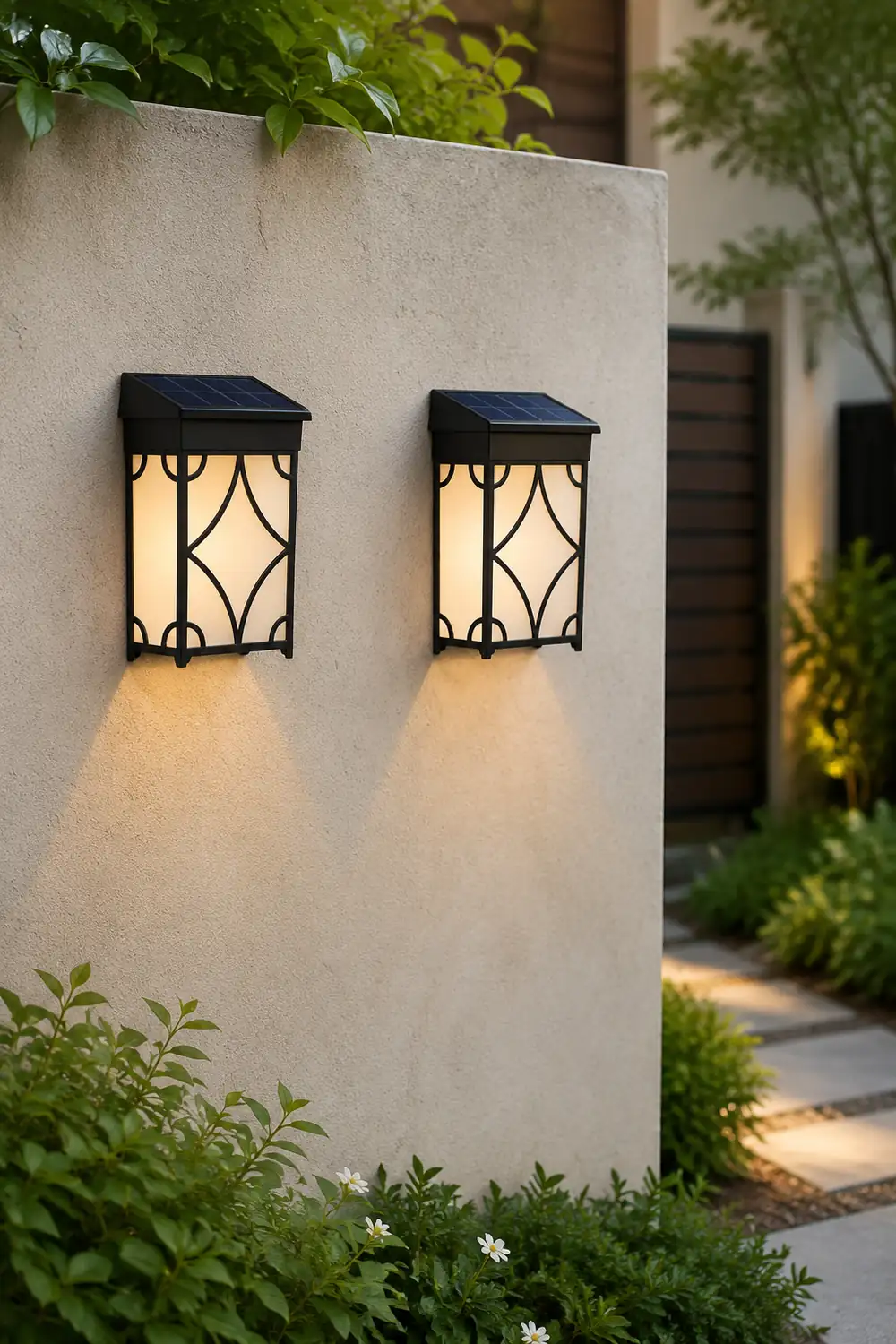 2Pcs Waterproof LED RGB Intelligent Motion Sensor Solar Wall Lights - Lumpaz