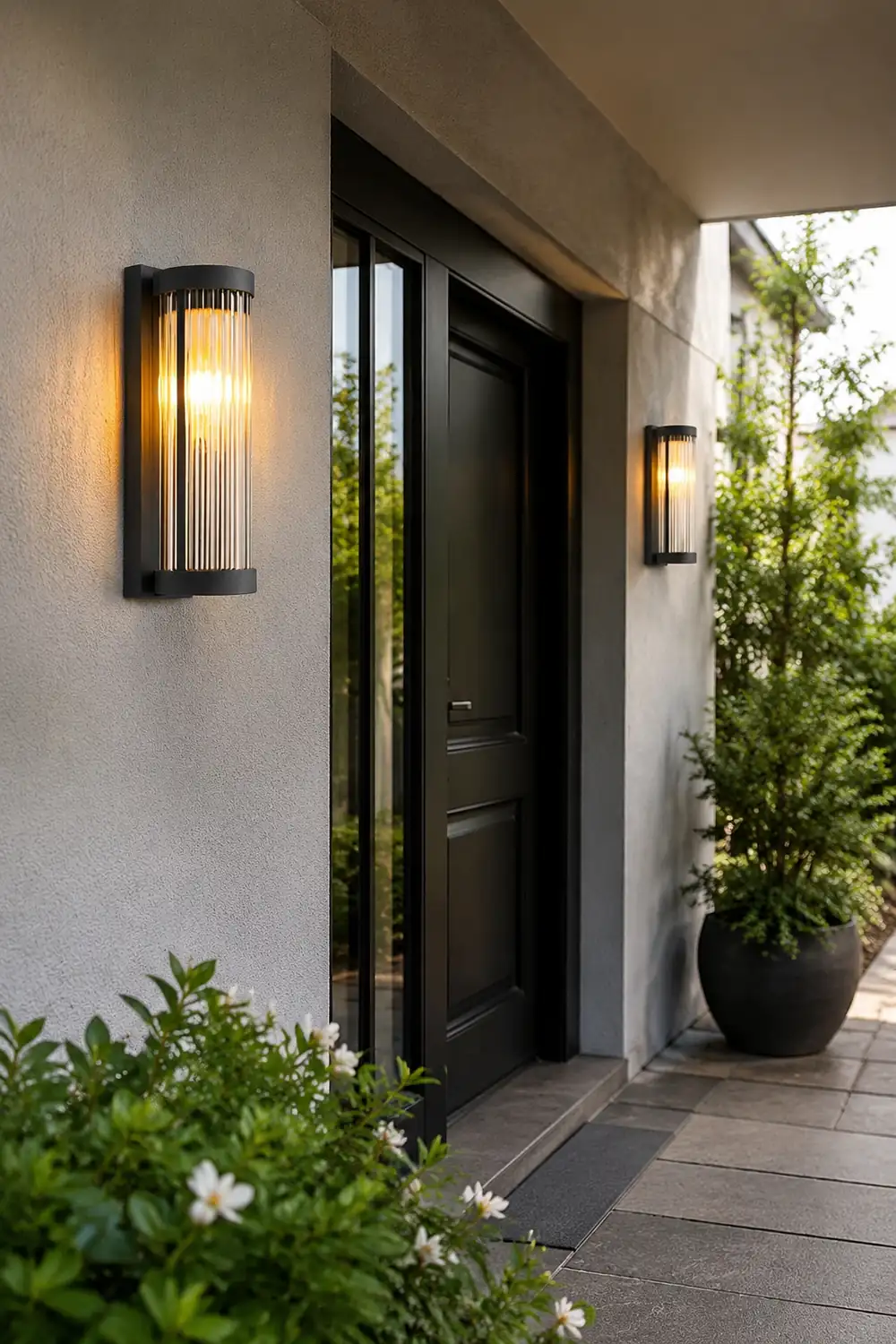 Creative Glass Waterproof LED Black Modern Solar Wall Lamp Exterior Lights - Lumpaz