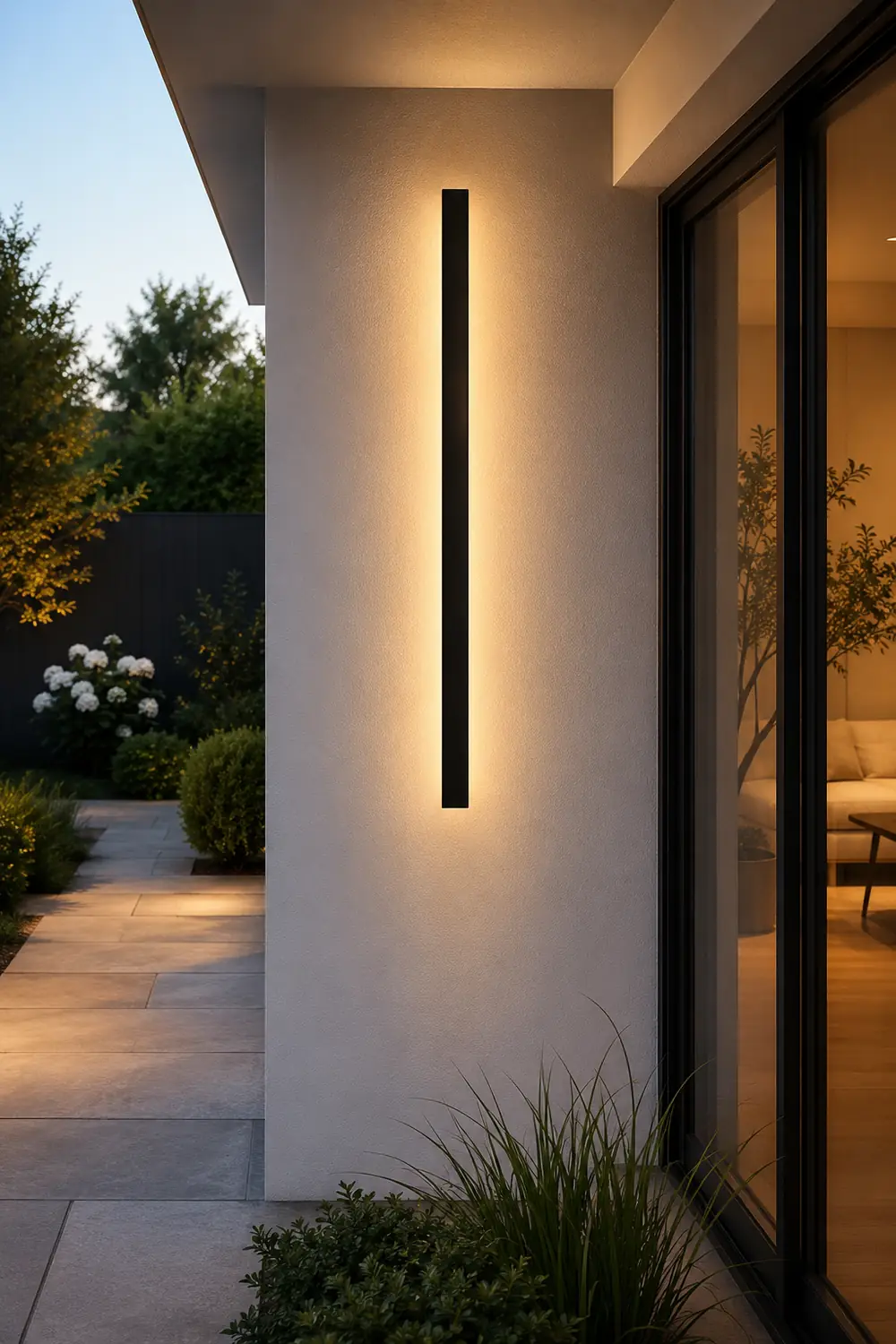 Minimalist Long Strip LED Waterproof Black Modern Solar Wall Sconce Lighting - Lumpaz