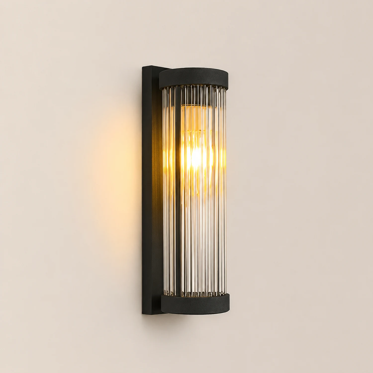 Creative Glass Waterproof LED Black Modern Solar Wall Lamp Exterior Lights - Lumpaz
