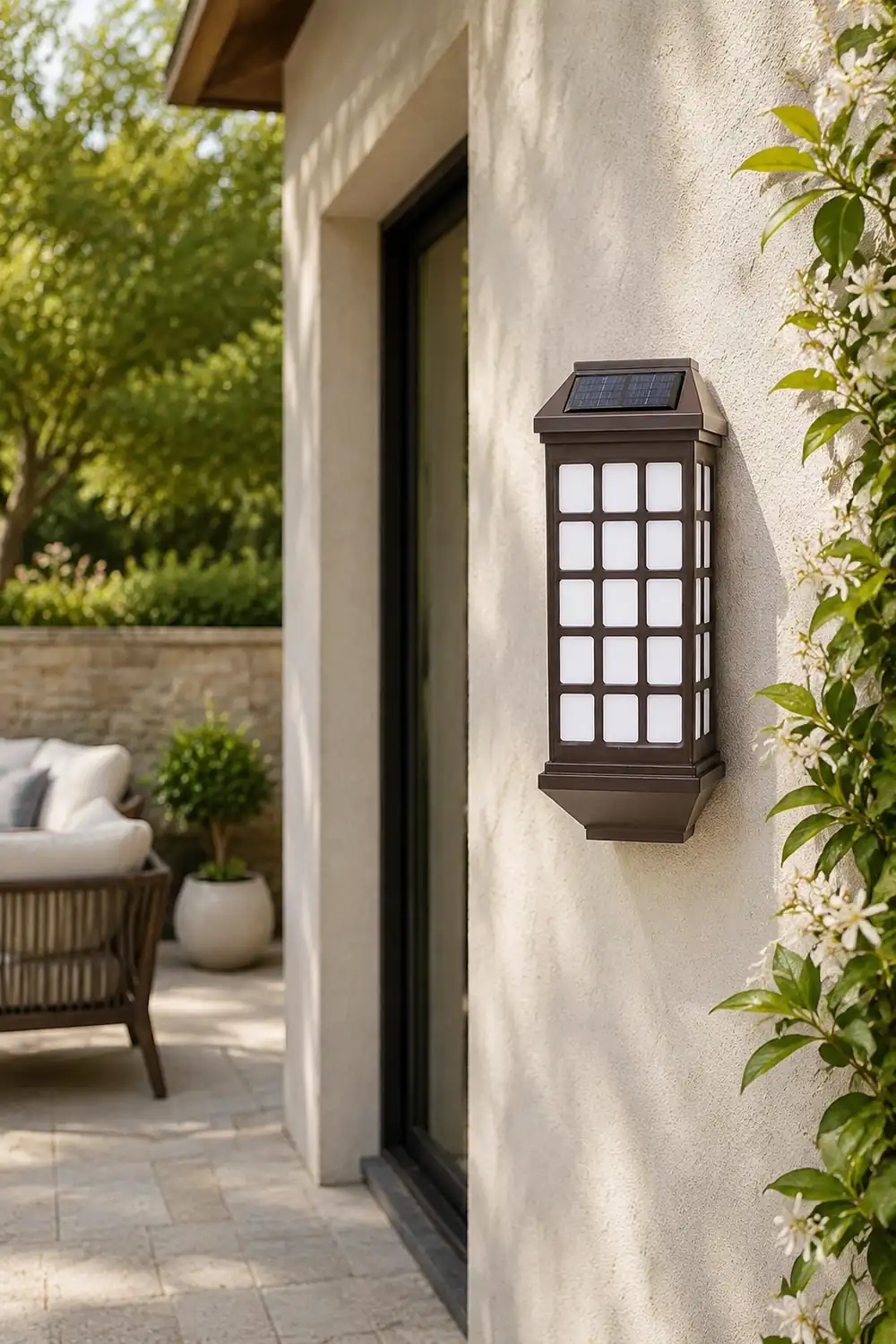 Solar LED Light-controlled Motion Sensor Modern Outdoor Wall Lamp - Lumpaz