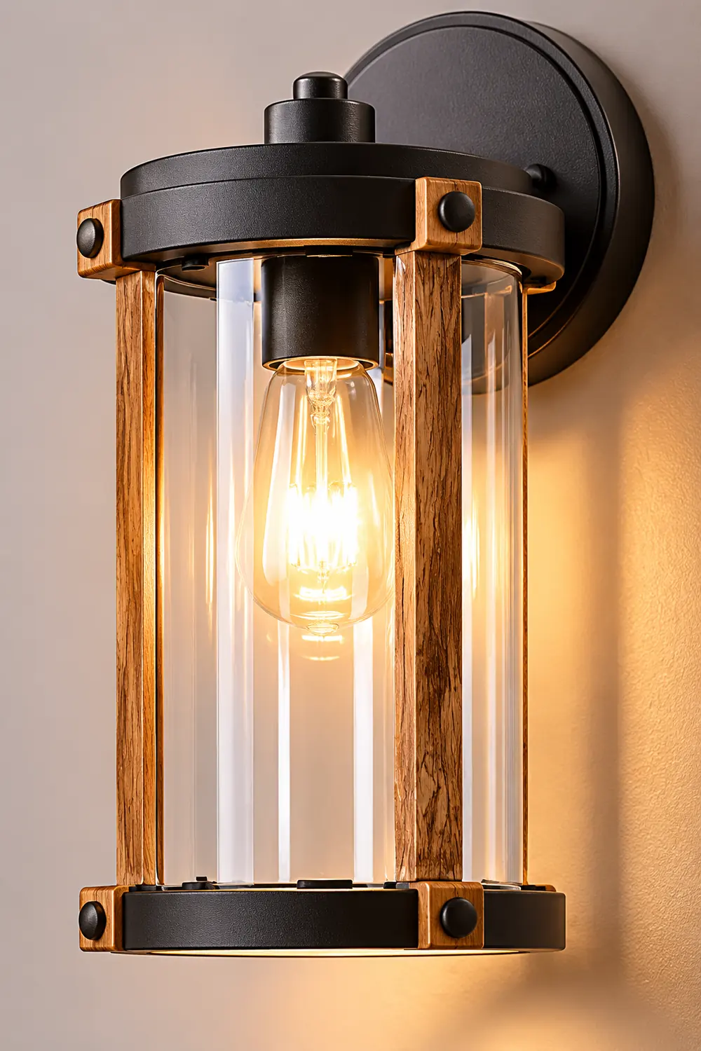 Vintage Waterproof Glass Black Industrial Style Outdoor Wall Sconces Lighting - Lumpaz