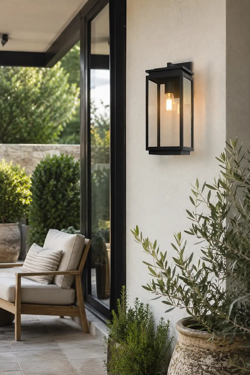 Waterproof Rectangular Glass Black Industrial Outdoor Wall Lamp Exterior Lights - Lumpaz